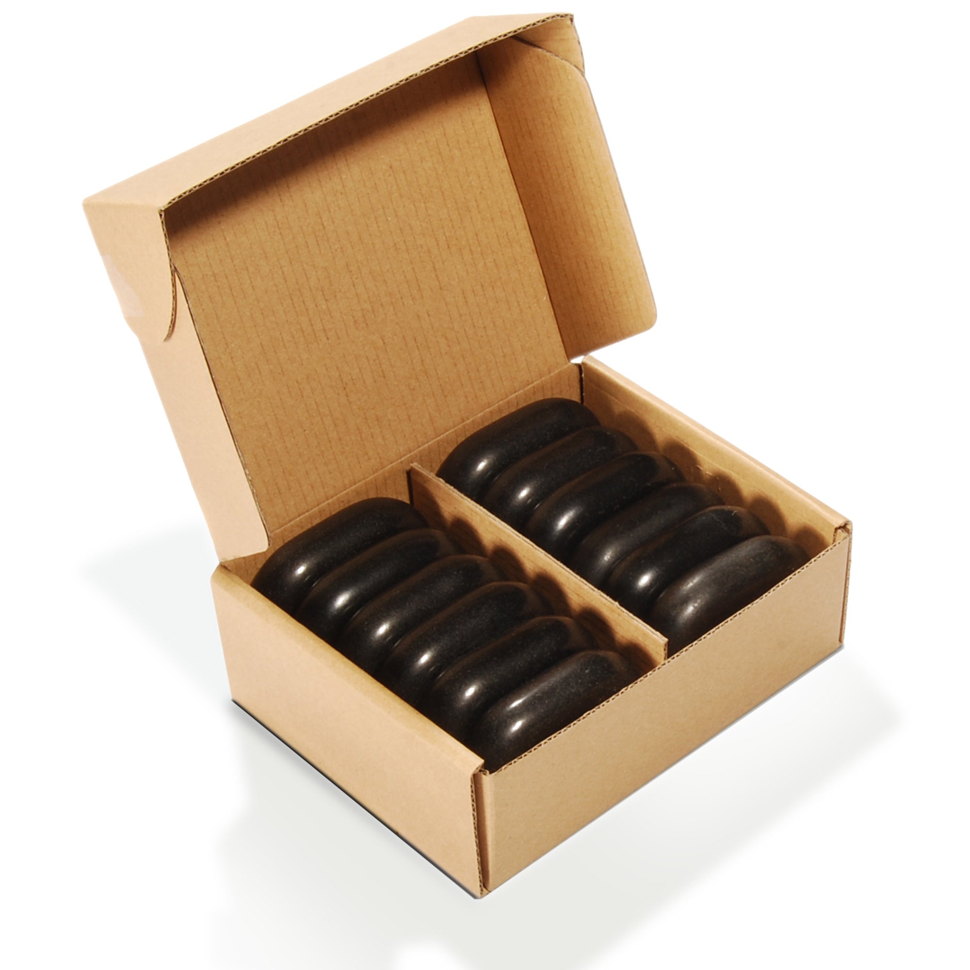 Master Massage Medium Size Flat Ovular Basalt Hot  Stone Massage 12 piece Pack 2.6" x 1.9" x 0.7" Rock