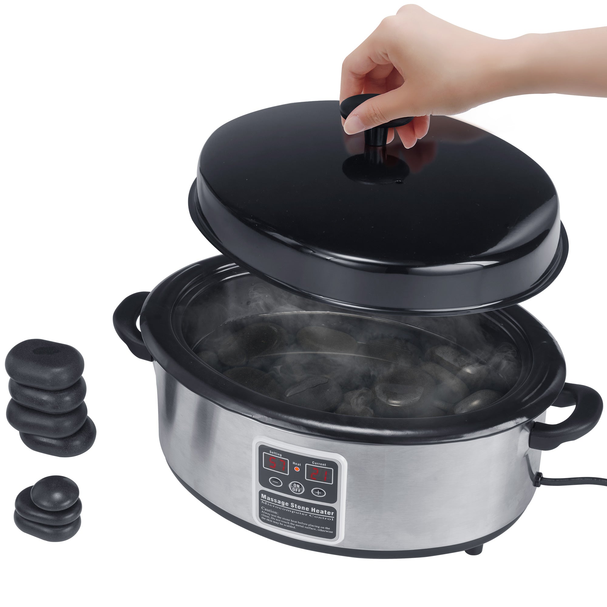 Master Massage 6 Quart LED Hot Stone Warmer with Digital Display– Stainless Steel Hot Stone Heater Portable- Massage Stone Heating Device-Massage Essentials for Massage Therapists