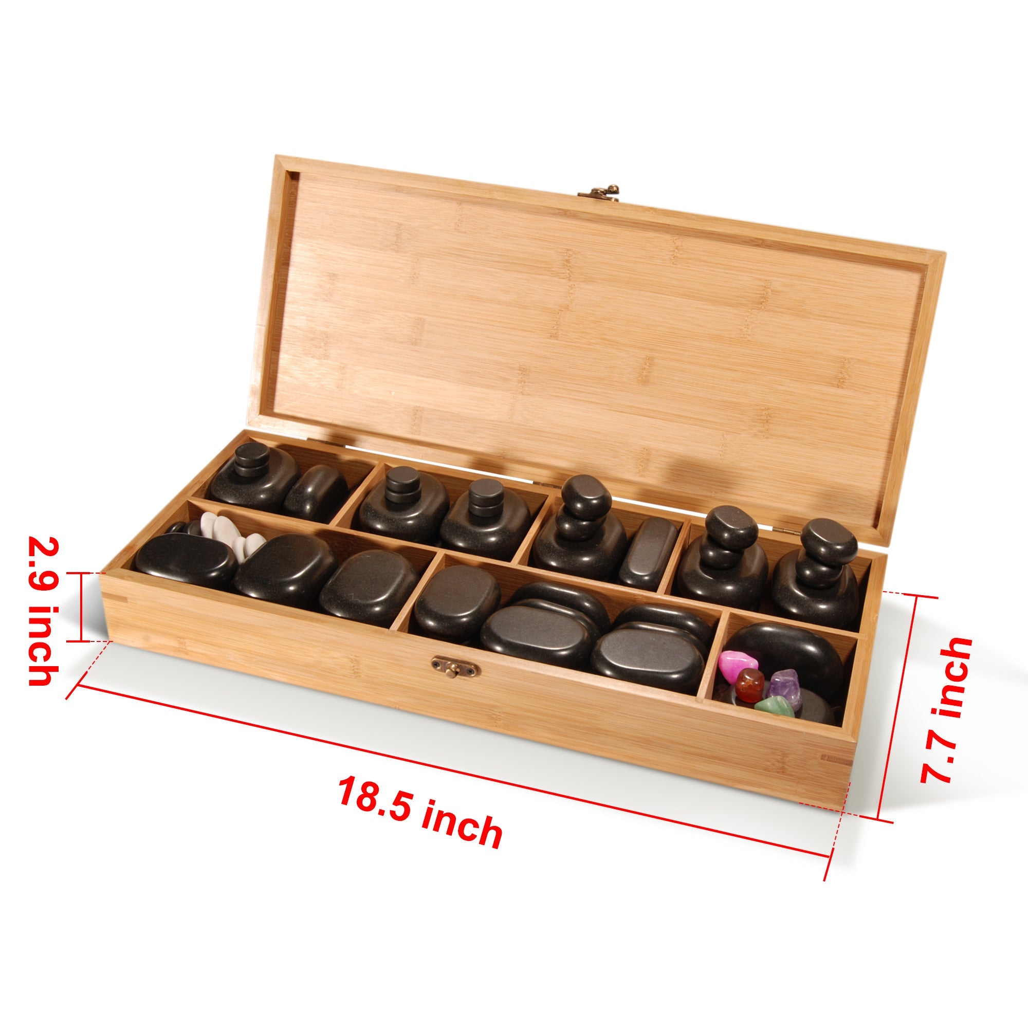 Master Massage 70-piece Deluxe Hot Stone Massage Stone Set Kit Package for a Full Body Massage with Black Lava Volcano Basalt Rock, White Marble Cool Cold Stone and Chakra.