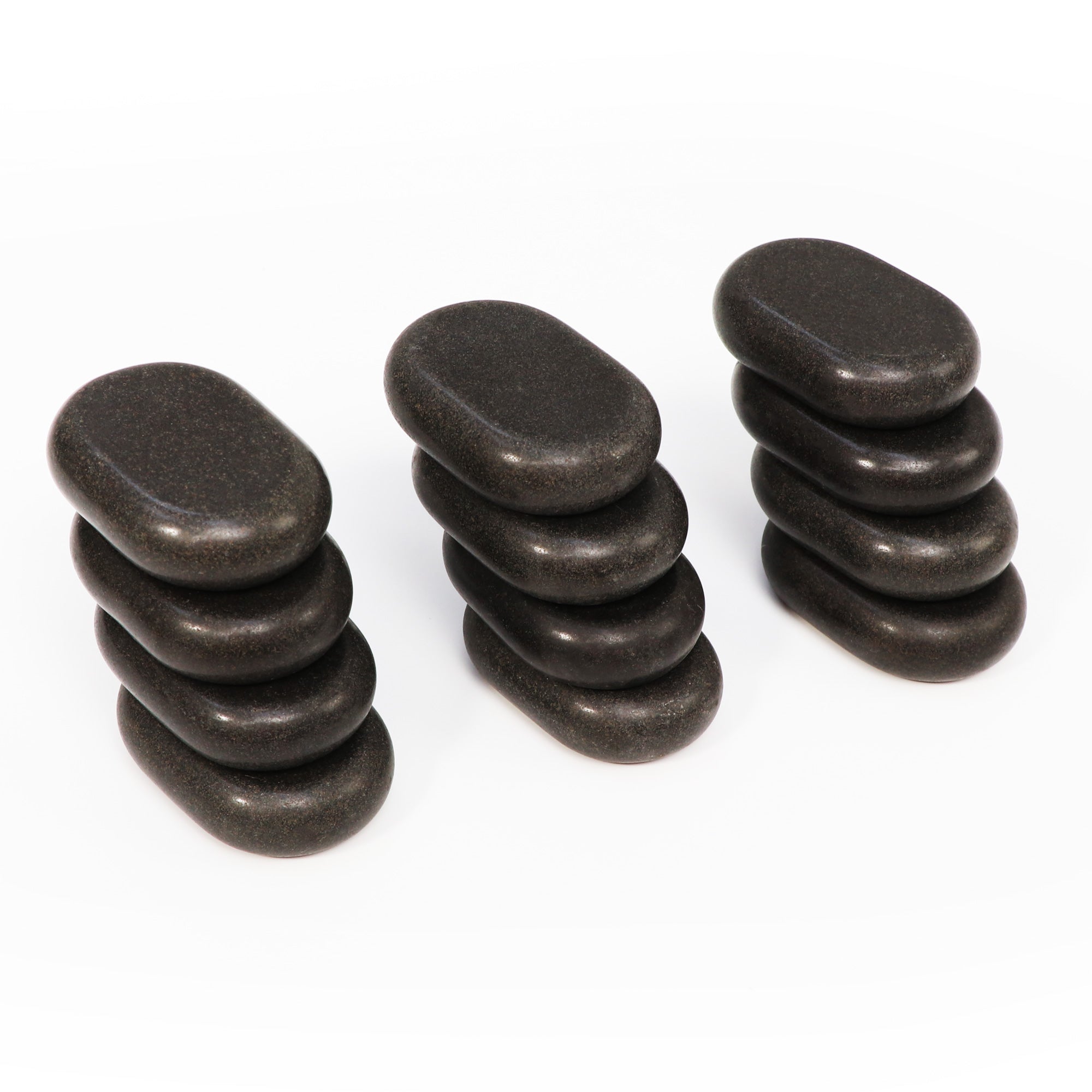 Master Massage Medium Size Flat Ovular Basalt Hot  Stone Massage 12 piece Pack 2.6" x 1.9" x 0.7" Rock