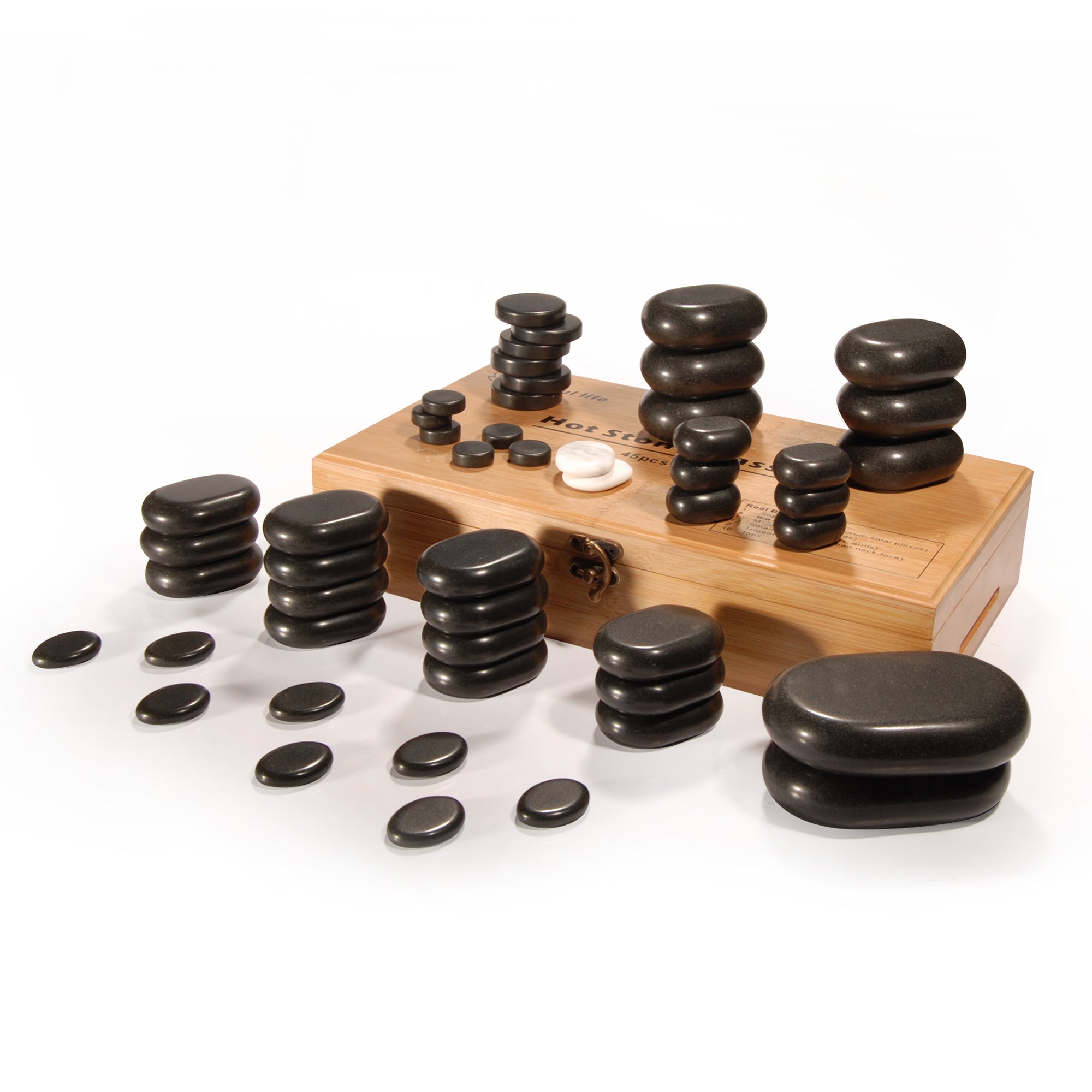 Master Massage 50 Piece Deluxe Hot Stone Massage Stone Set Kit Package for a Full Body Massage with Black Lava Volcano Basalt Rock, White Marble Cool Cold Stone