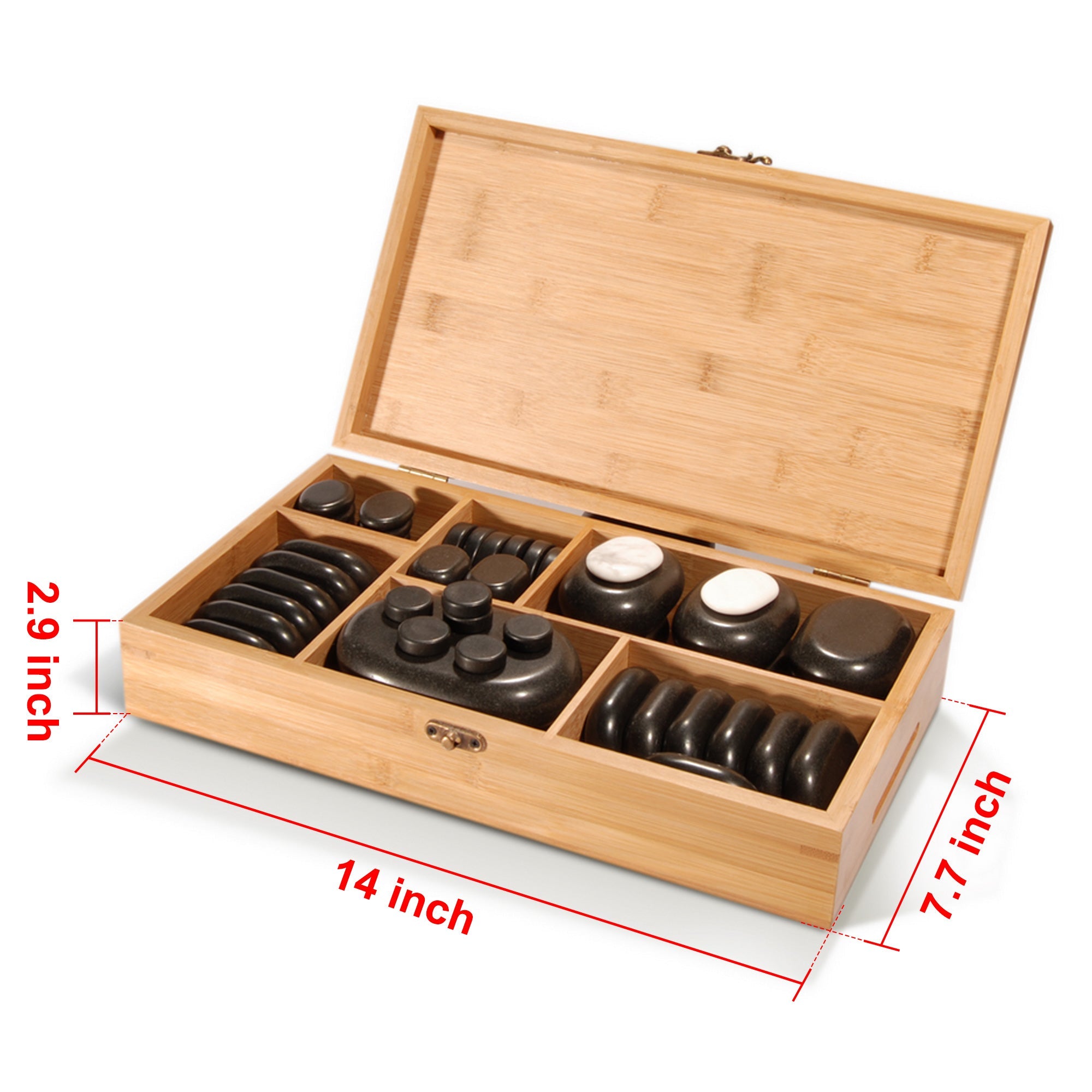 Master Massage 50 Piece Deluxe Hot Stone Massage Stone Set Kit Package for a Full Body Massage with Black Lava Volcano Basalt Rock, White Marble Cool Cold Stone