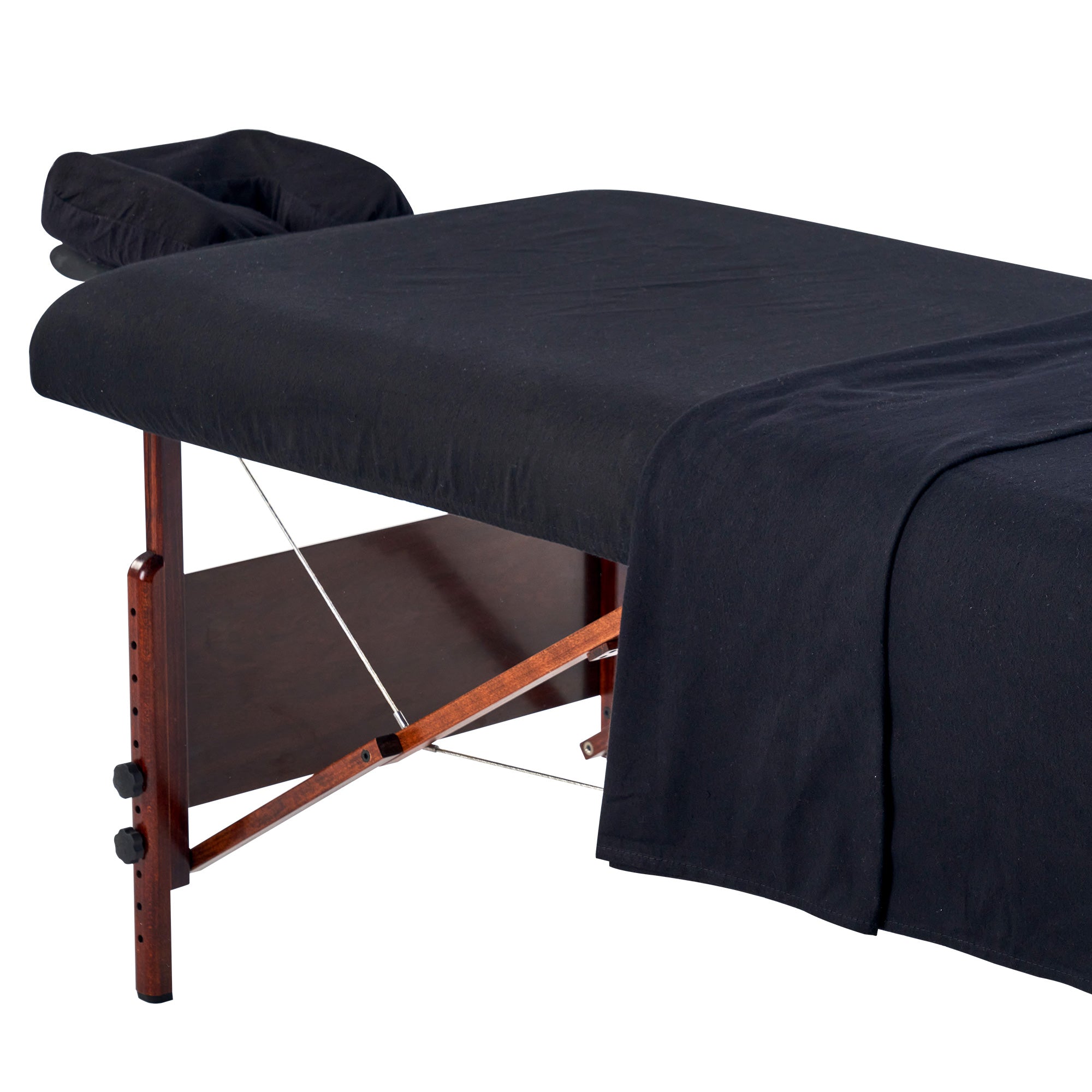 Master Massage Cotton Flannel Sheets Set (3 Piece Set) Massage Table Cover Set, Beauty Salon SPA Bed Replacement Cover, Includes Table Cover, Face Cushion Cover, Table Sheet (BLACK)