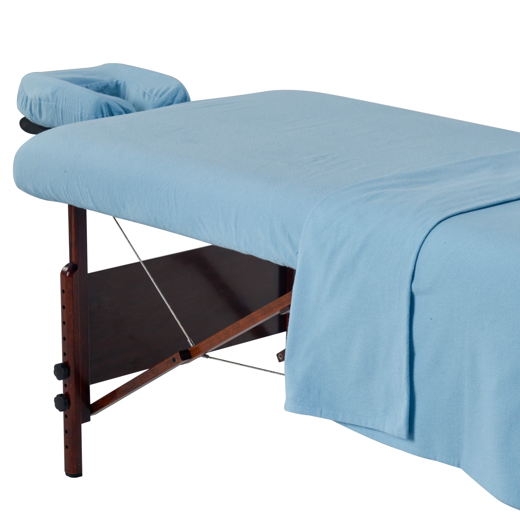 Master Massage Cotton Flannel Sheets Set (3 Piece Set) Massage Table Cover Set, Beauty Salon SPA Bed Replacement Cover, Includes Table Cover, Face Cushion Cover, Table Sheet (Sky Blue)