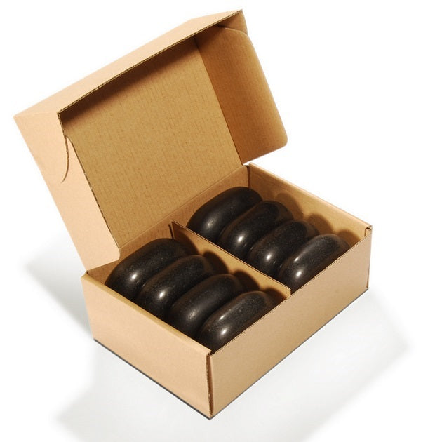 Master Massage Large Flat Ovular Basalt Hot  Stone Massage 8 piece Pack 3" x 2.2" x 1.1" Rock