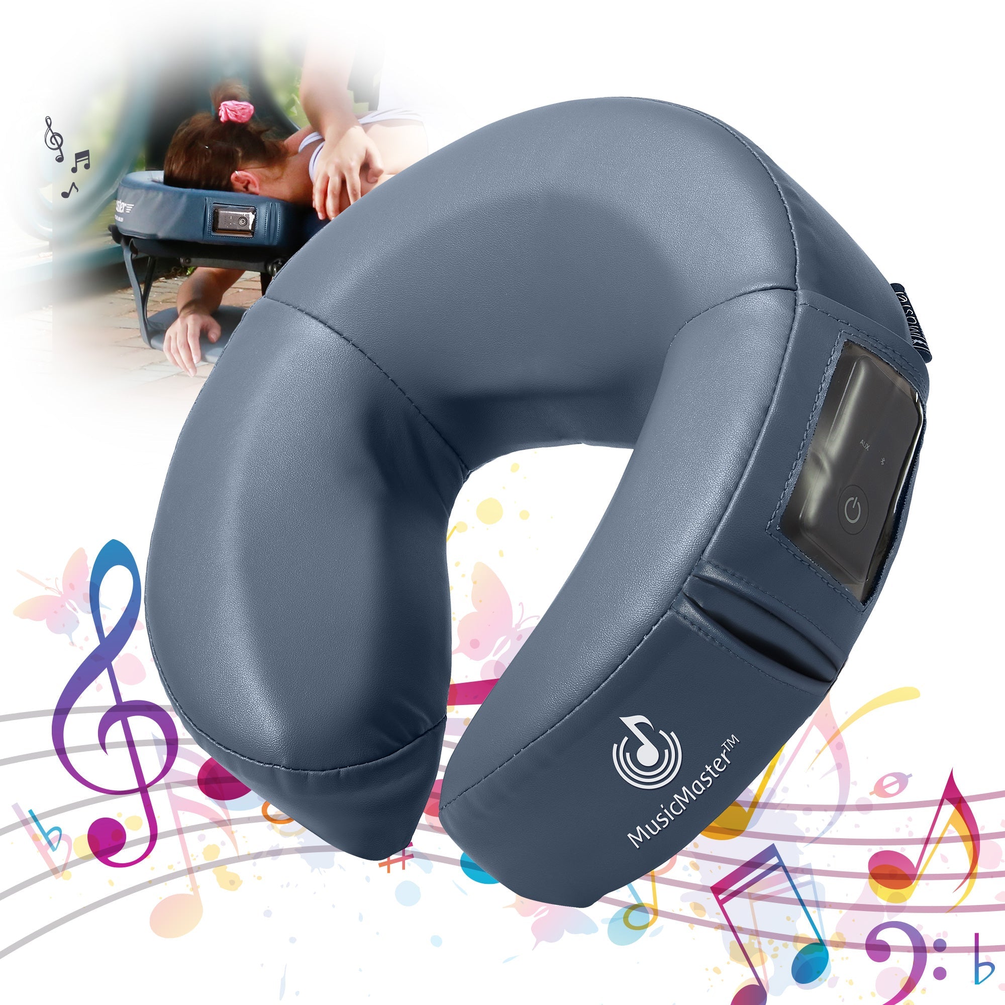 MusicMaster™ Crescent Round High Fidelity Sound Face Cushion- Bluetooth Music Headrest-Royal Blue