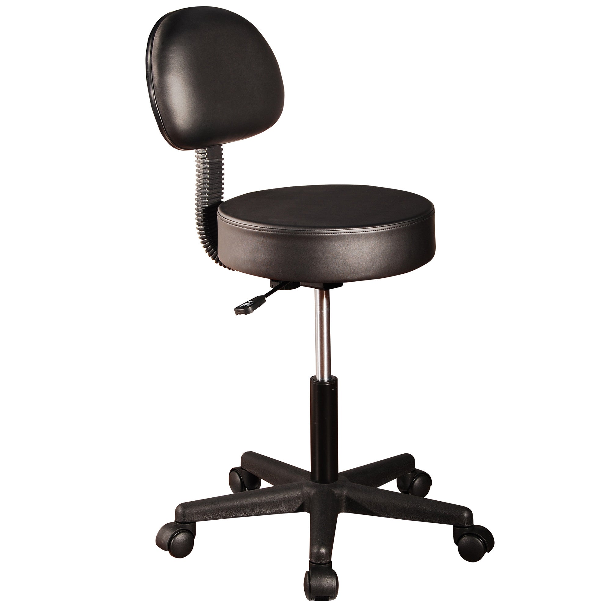 Master Massage Pneumatic Rolling Massage Stool with Backrest, Black