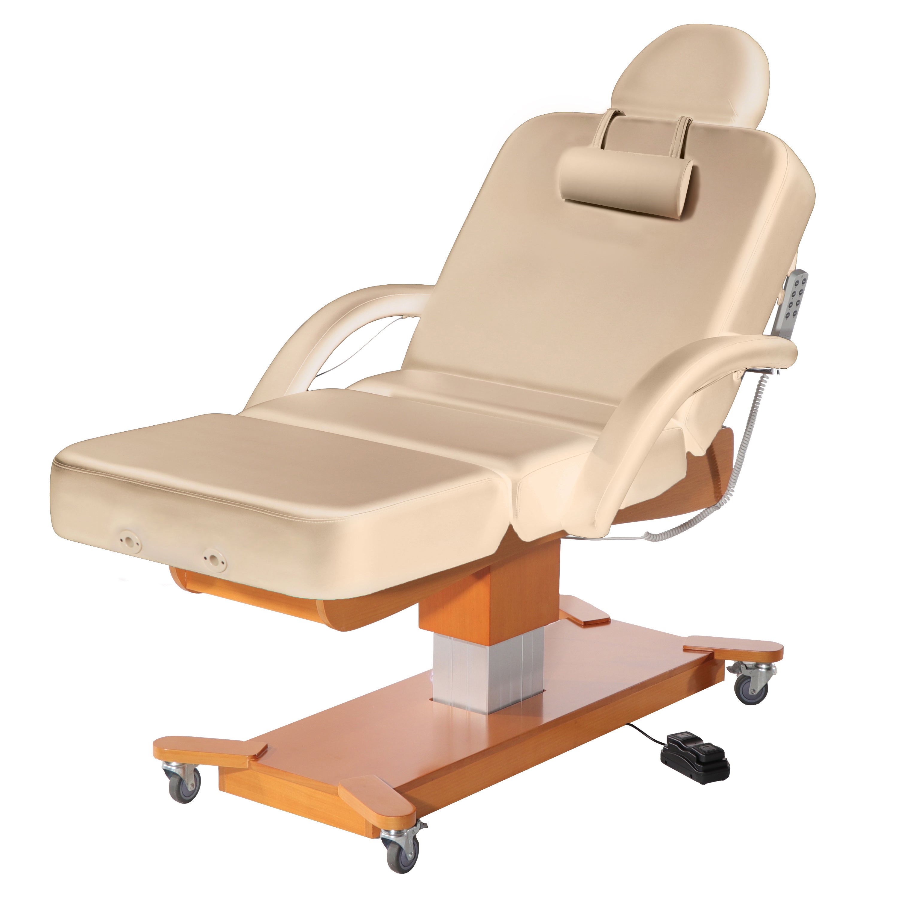 Master Massage® Maxking Salon Electric Lift Spa Salon Stationary Pedestal Flat Beauty Bed Cream