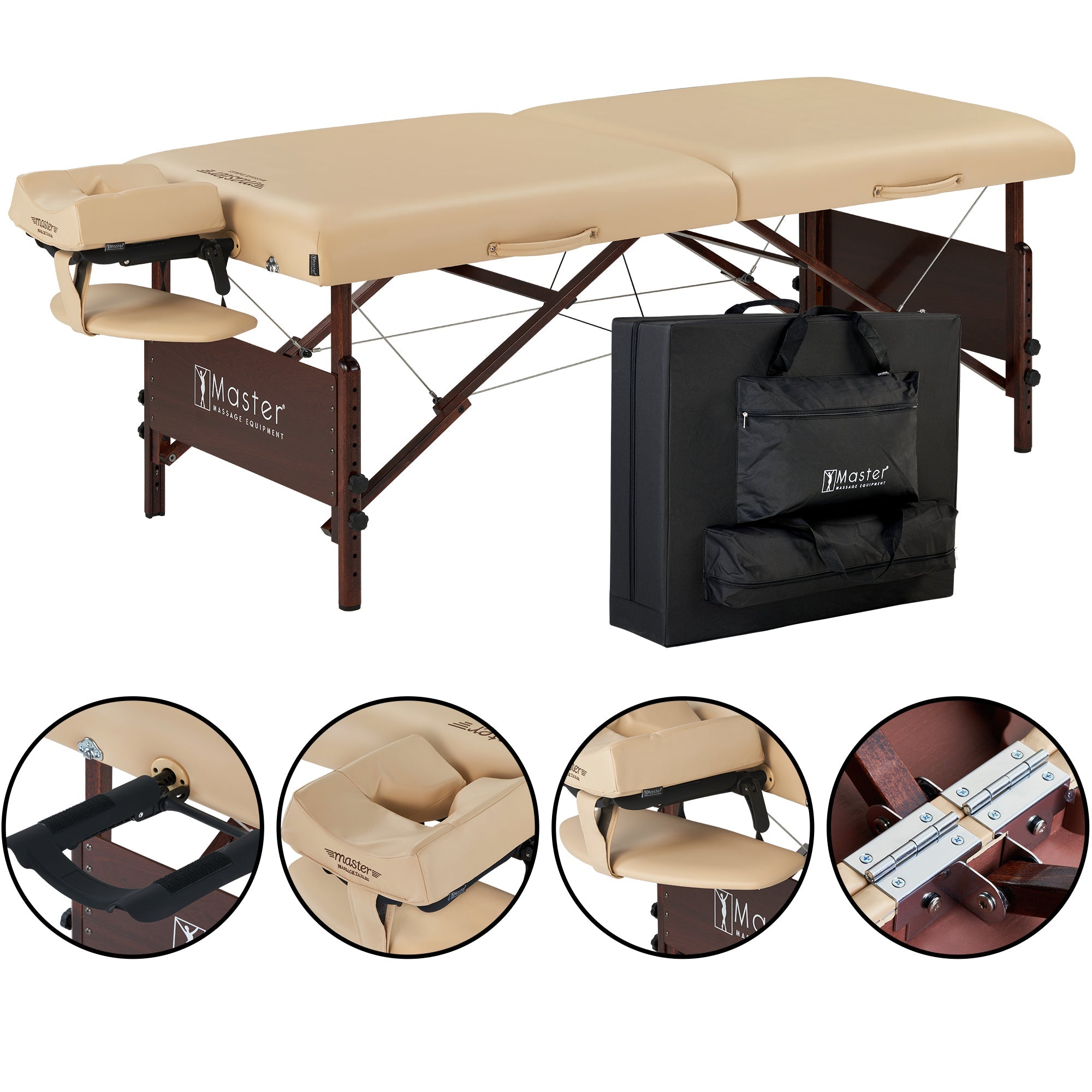 Master Massage 30" DEL RAY™ Portable Massage Table Package with 3" Thick Cushion of Foam for Ultimate Comfort! (Sand Color)
