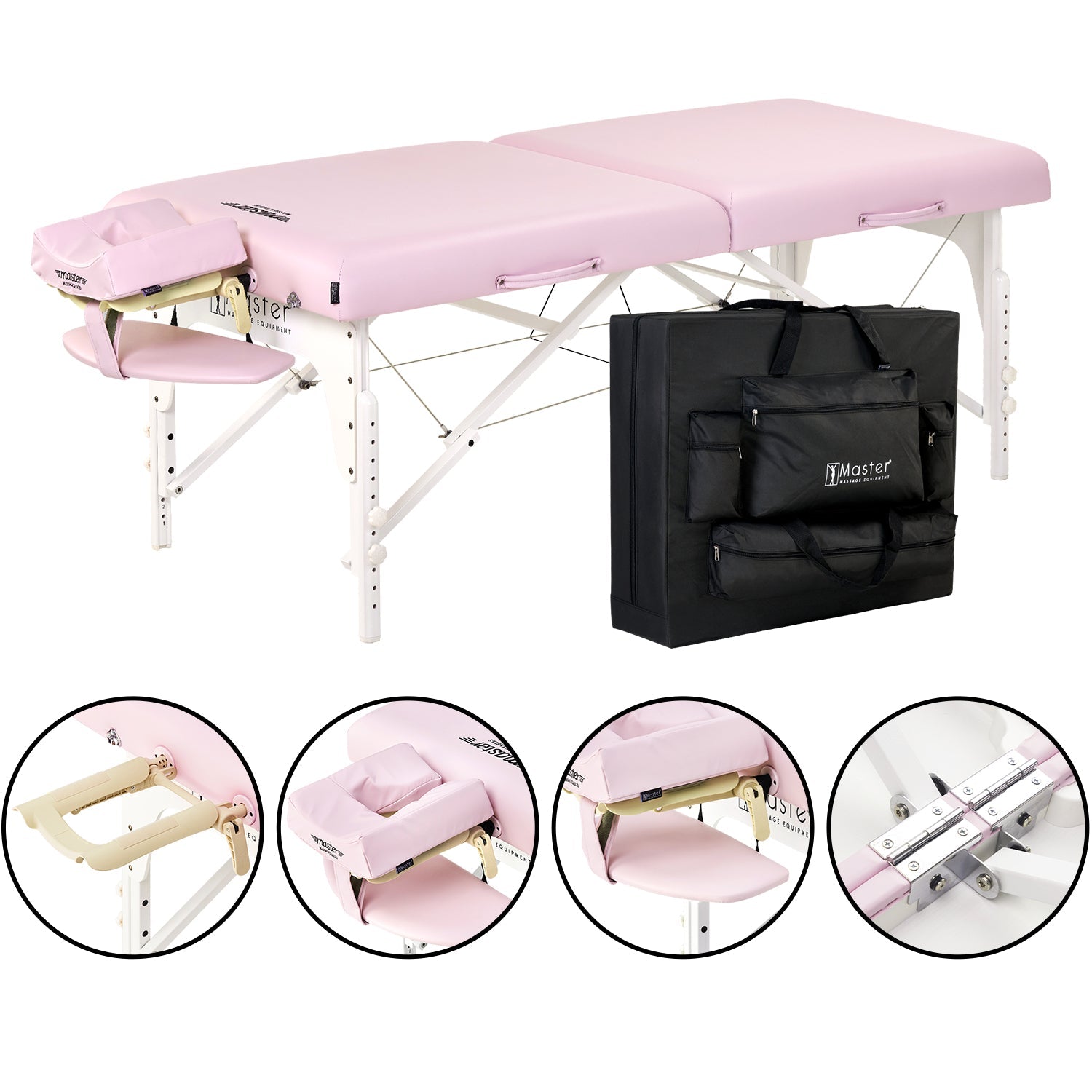 Master Massage 31" Extra Wide Montclair Pro Memory Foam Portable Massage Table Package with Reiki - Crystal Rose