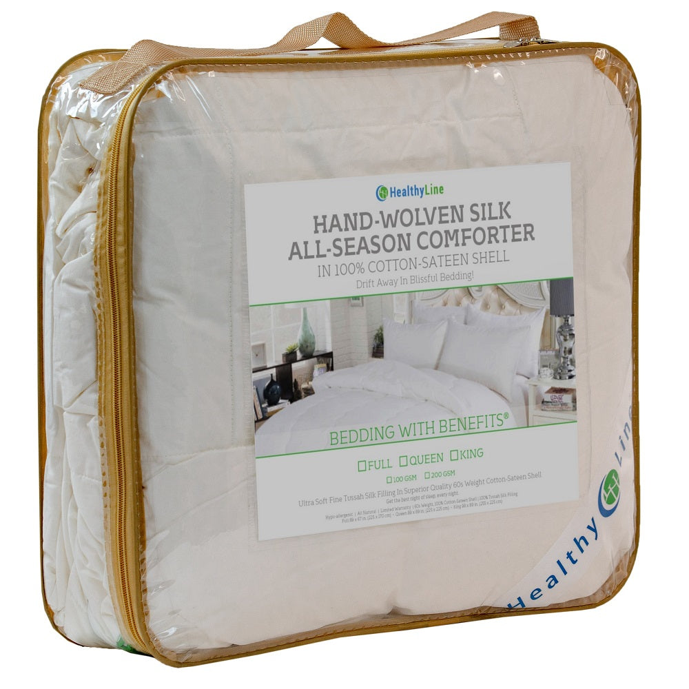 100% Natural Pure Wild Long-Strand Silk Filled All-Season Comforter Lightweight | 100 GSM/200 GSM in 100% Cotton-Satin 60S