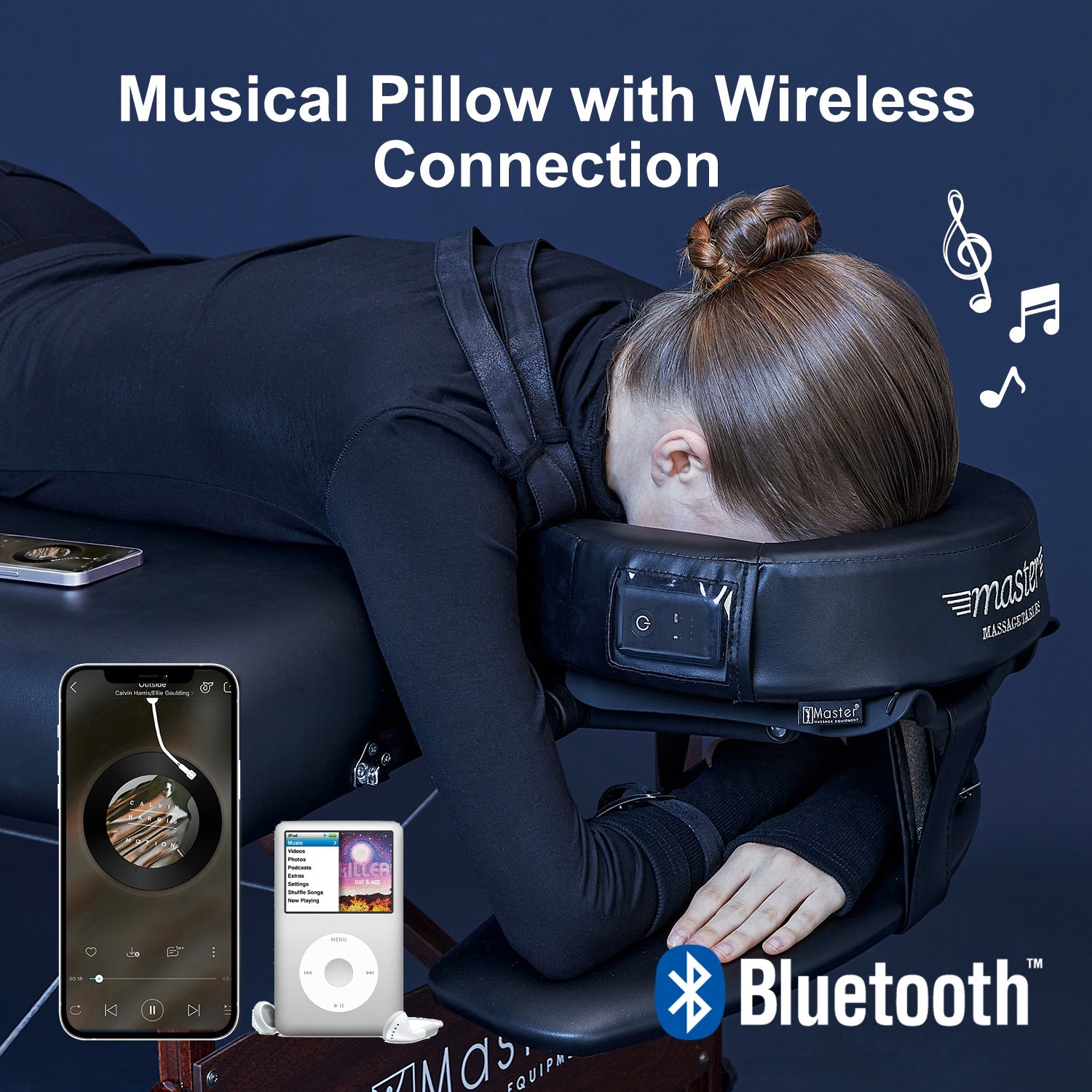 MusicMaster™ Crescent Round High Fidelity Sound Face Cushion- Bluetooth Music Headrest-Black