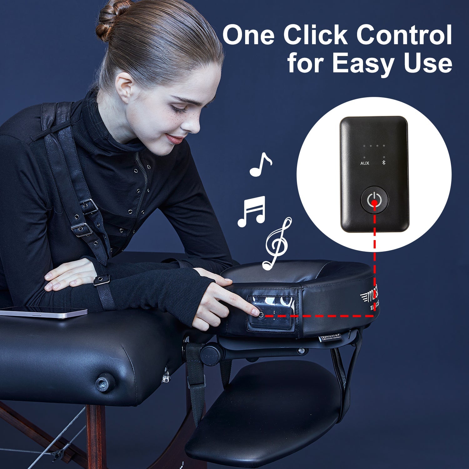 MusicMaster™ Crescent Round High Fidelity Sound Face Cushion- Bluetooth Music Headrest-Black