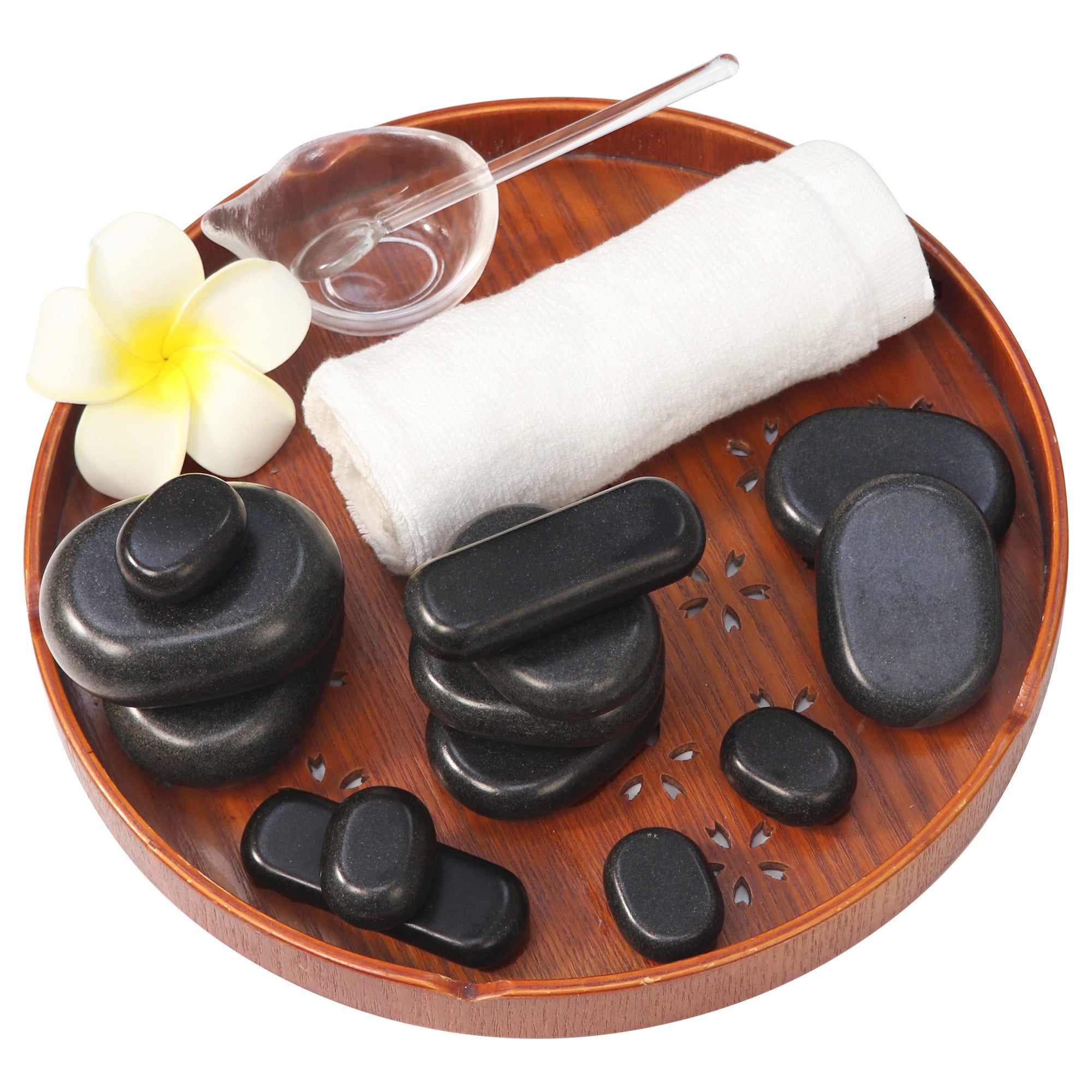 Master Massage 28 Piece Essential Hot Stone Massage Stone Set Kit Package for Professional or Home Spa Stone Therapy, Healing, Pain Relief-Basalt Rock