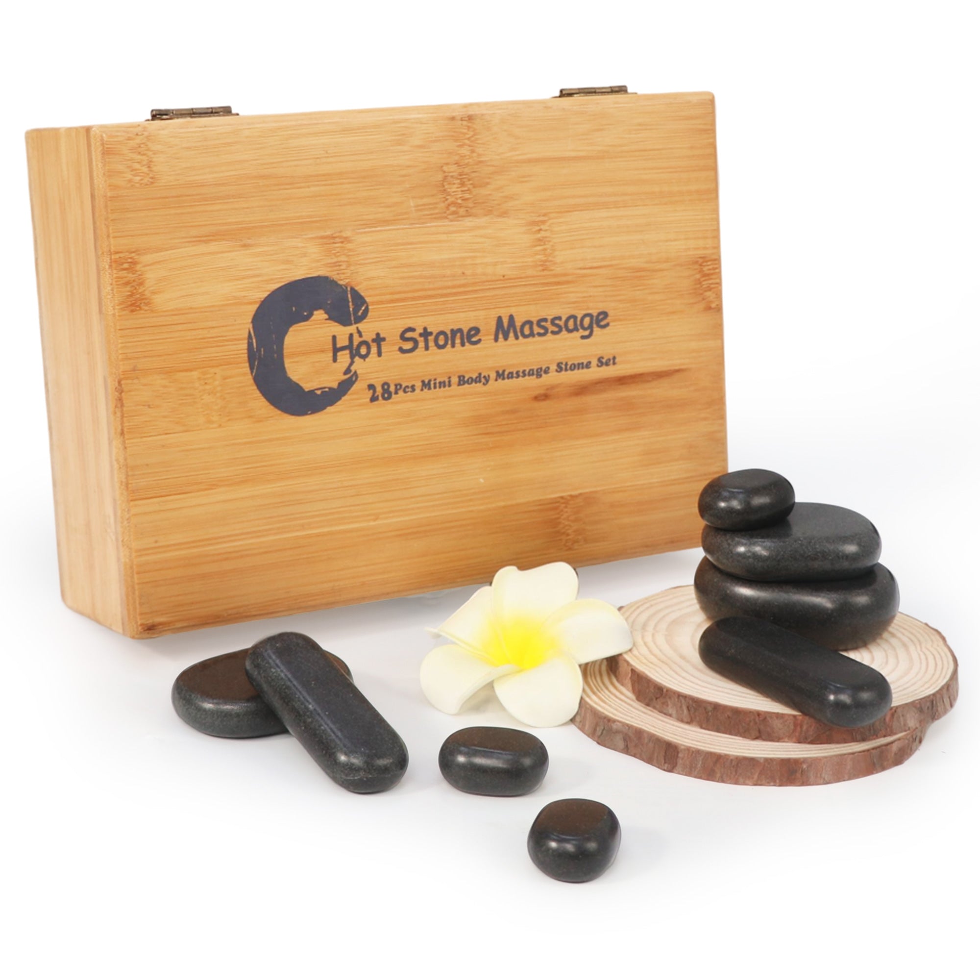 Master Massage 28 Piece Essential Hot Stone Massage Stone Set Kit Package for Professional or Home Spa Stone Therapy, Healing, Pain Relief-Basalt Rock