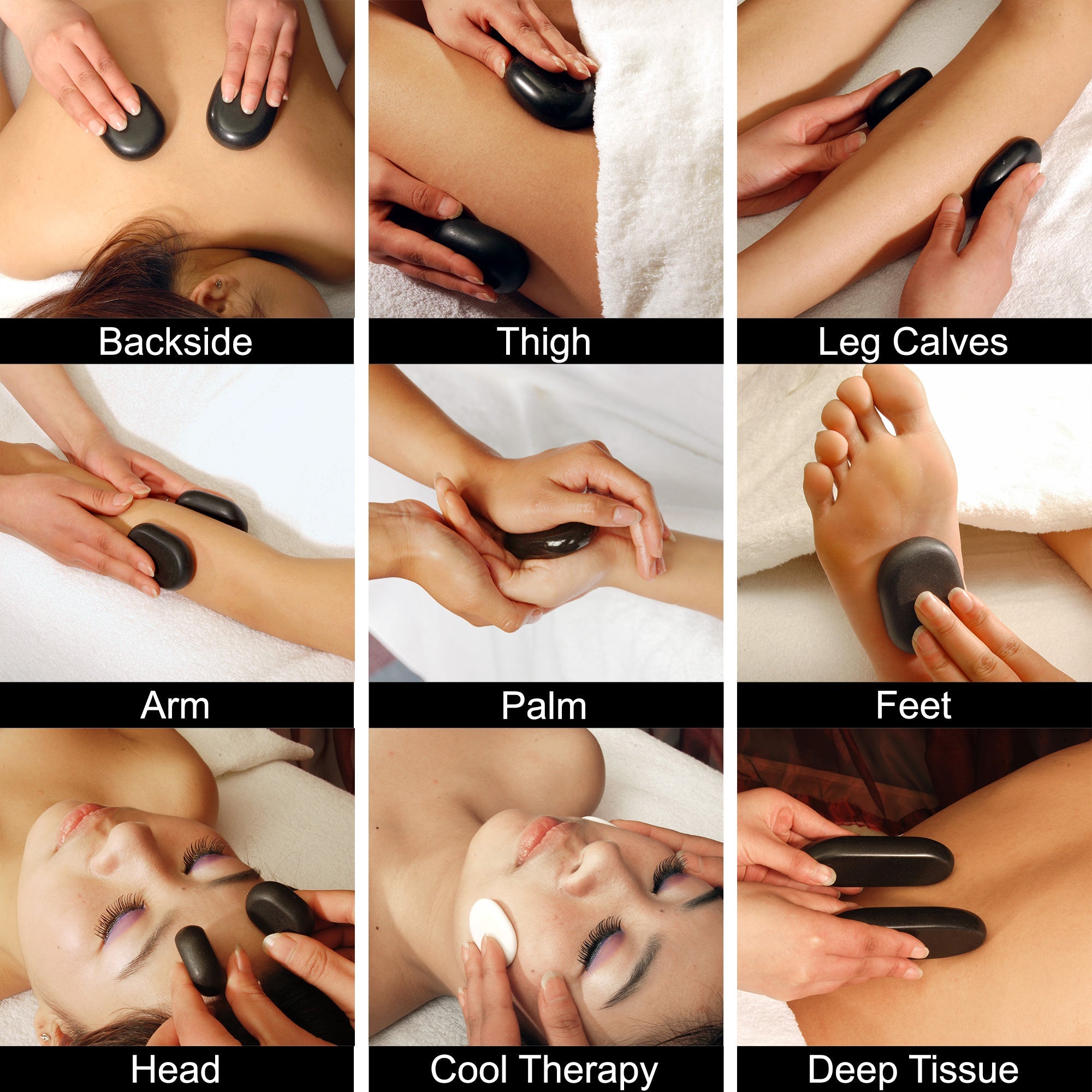 Master Massage 40 Piece Deluxe Hot Stone Massage Stone Set Kit Package for a Full Body Massage with Black Lava Volcano Basalt Rock