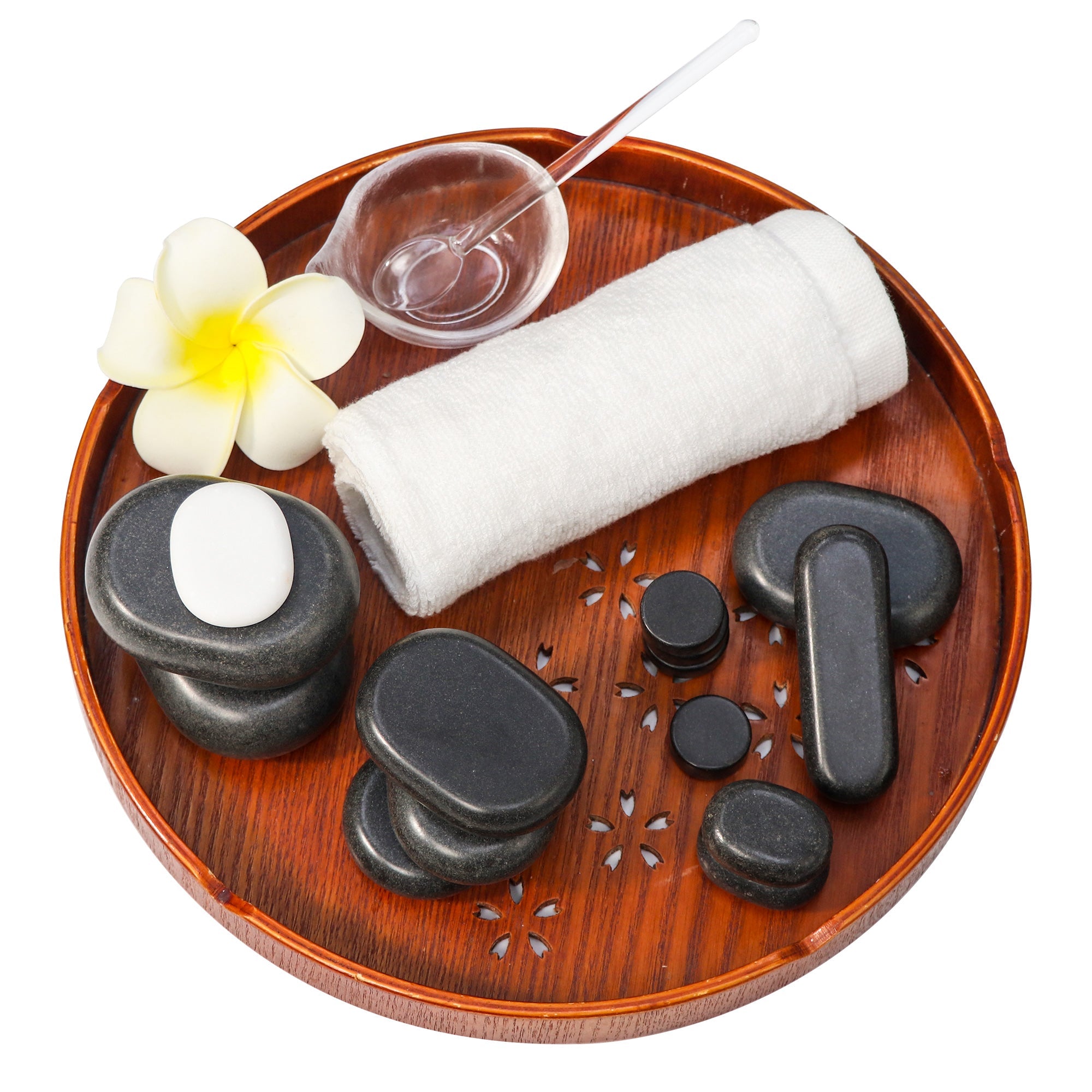 Master Massage 40 Piece Deluxe Hot Stone Massage Stone Set Kit Package for a Full Body Massage with Black Lava Volcano Basalt Rock