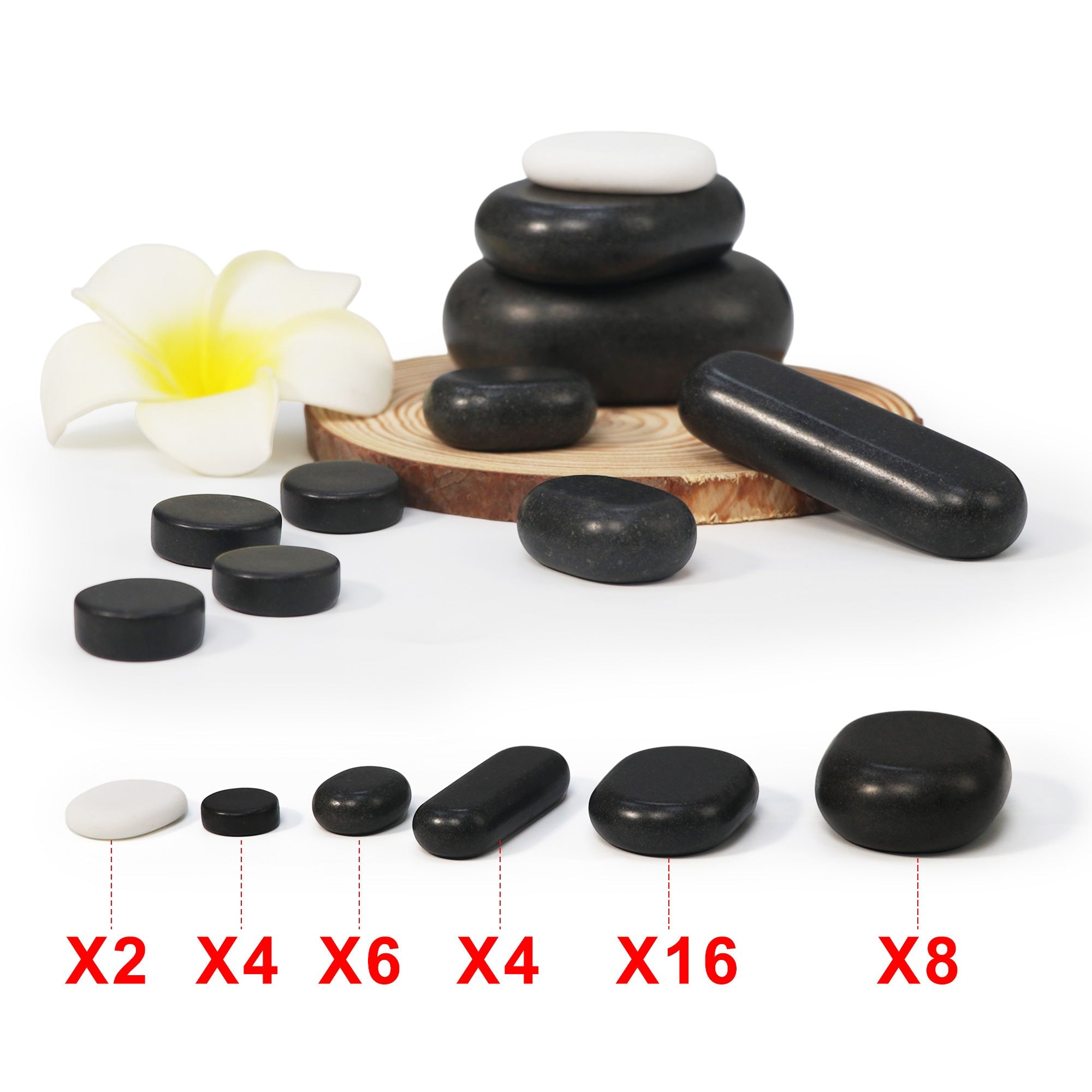 Master Massage 40 Piece Deluxe Hot Stone Massage Stone Set Kit Package for a Full Body Massage with Black Lava Volcano Basalt Rock