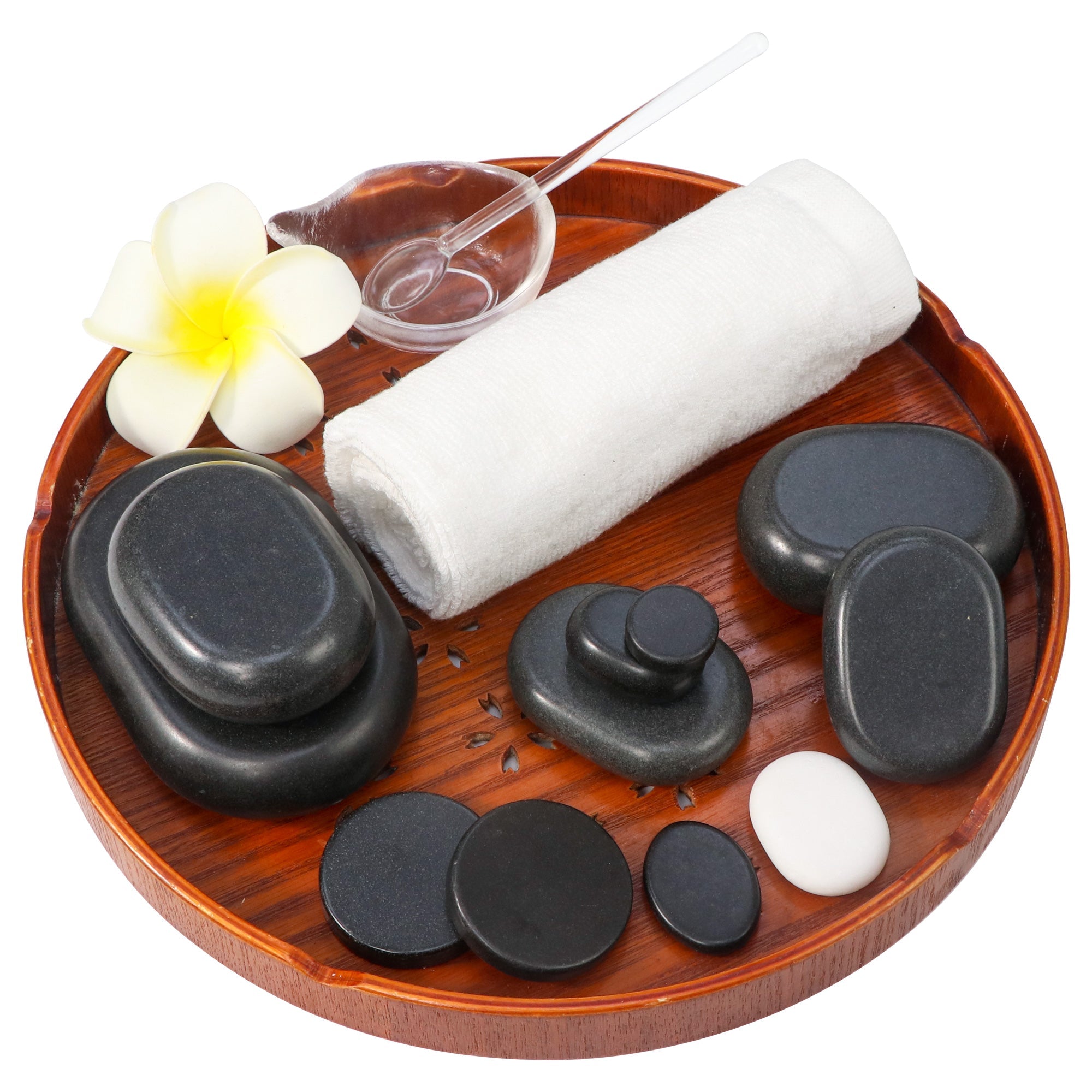 Master Massage 50 Piece Deluxe Hot Stone Massage Stone Set Kit Package for a Full Body Massage with Black Lava Volcano Basalt Rock, White Marble Cool Cold Stone