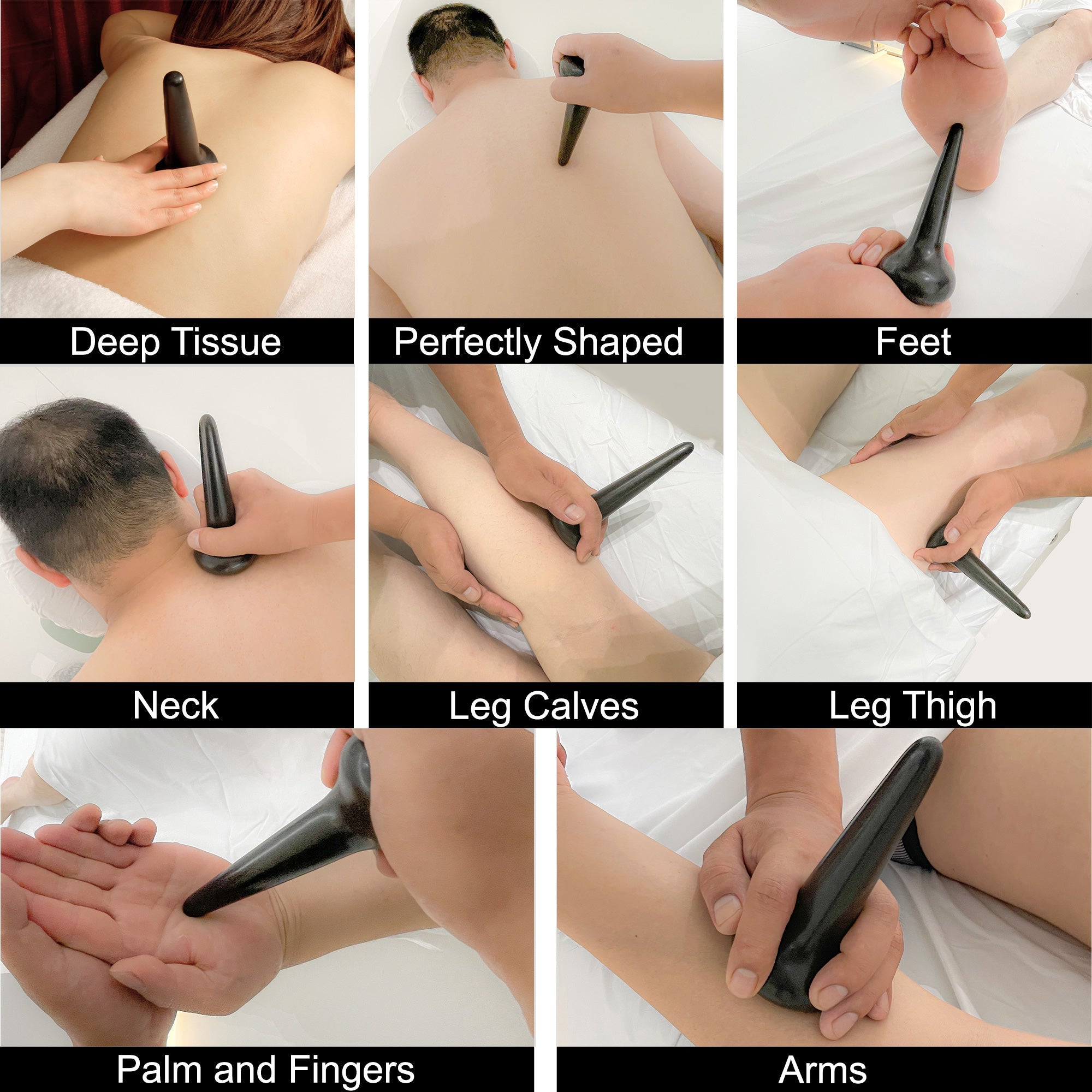 Master Massage Basalt Nail Shape Hot Stone Massage Trigger Point Tool for Pressure Point