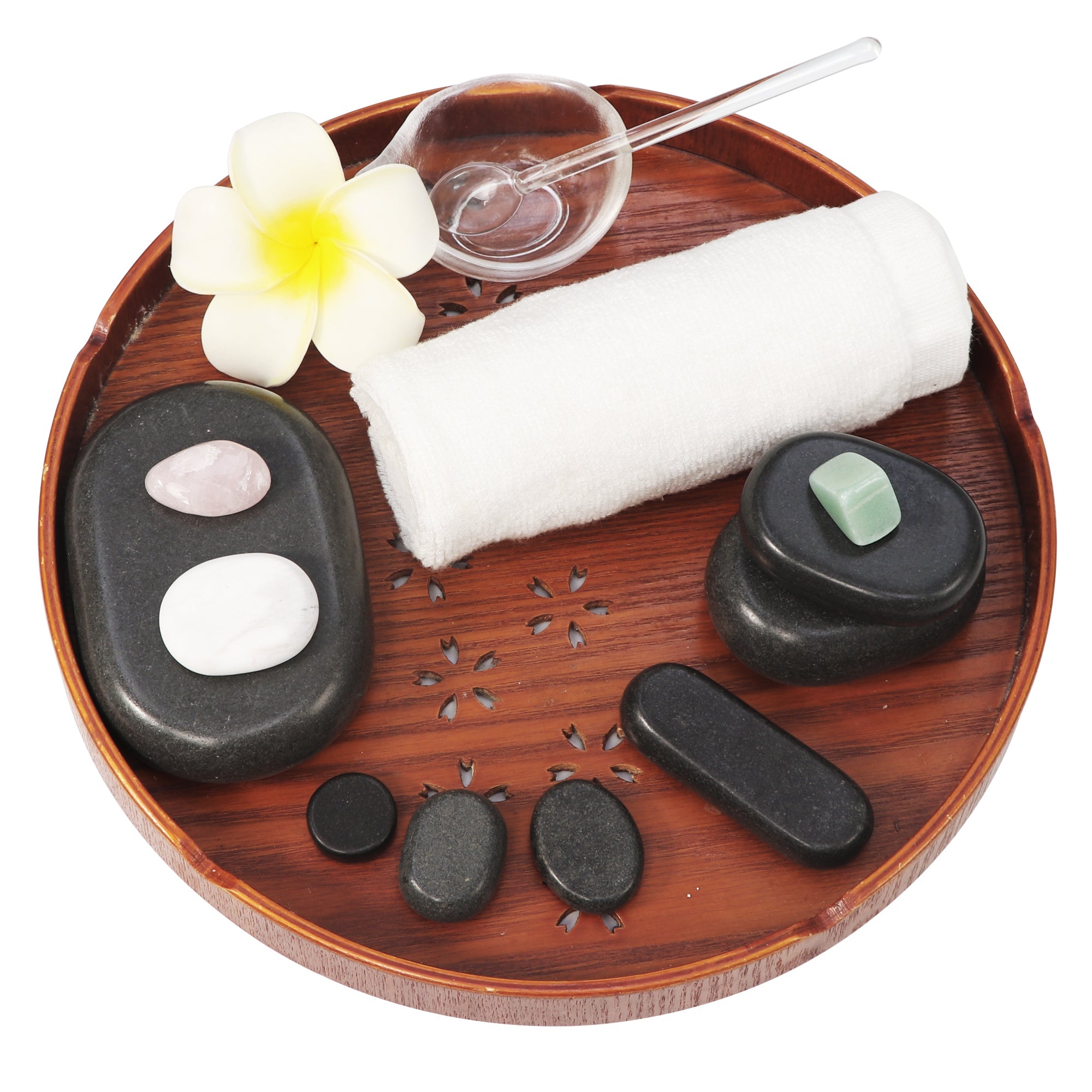 Master Massage 70-piece Deluxe Hot Stone Massage Stone Set Kit Package for a Full Body Massage with Black Lava Volcano Basalt Rock, White Marble Cool Cold Stone and Chakra.