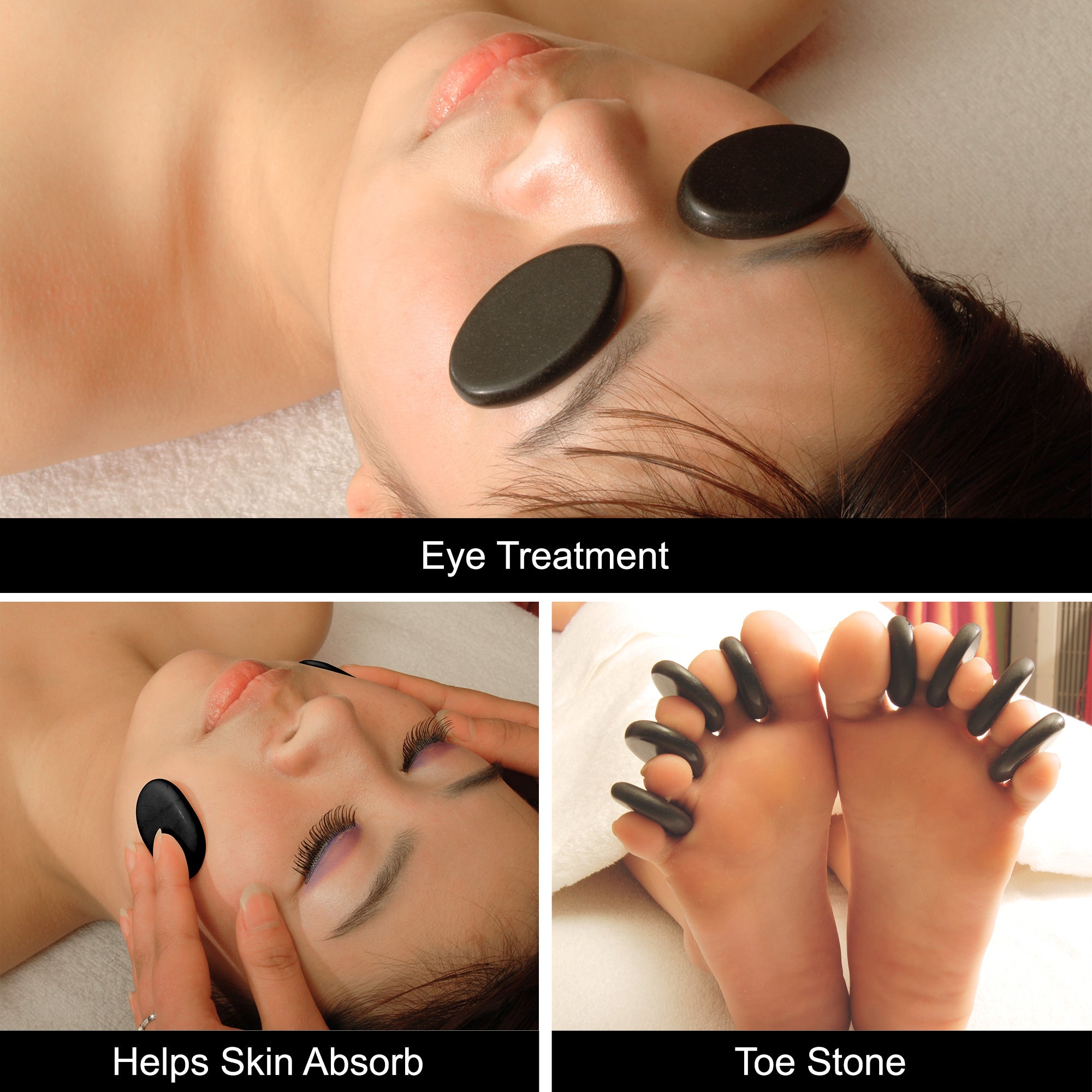 Master Massage Basalt Hot Stone Toe Set 8 Piece Pack (1.5 ” x 1” X0.3")