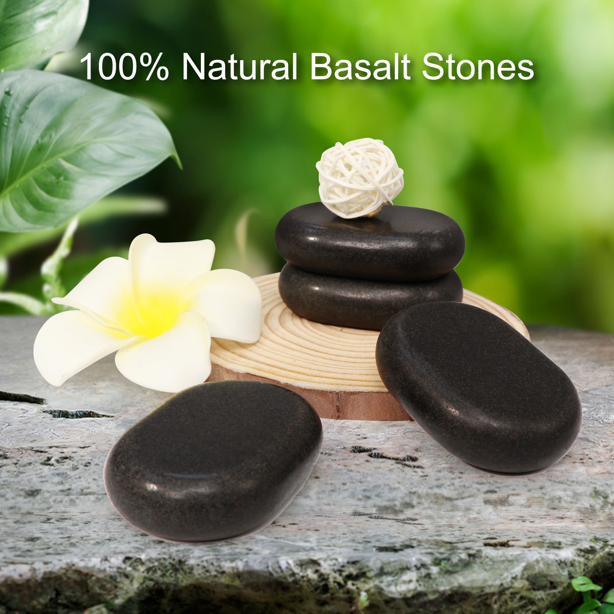 Master Massage Medium Size Flat Ovular Basalt Hot  Stone Massage 12 piece Pack 2.6" x 1.9" x 0.7" Rock