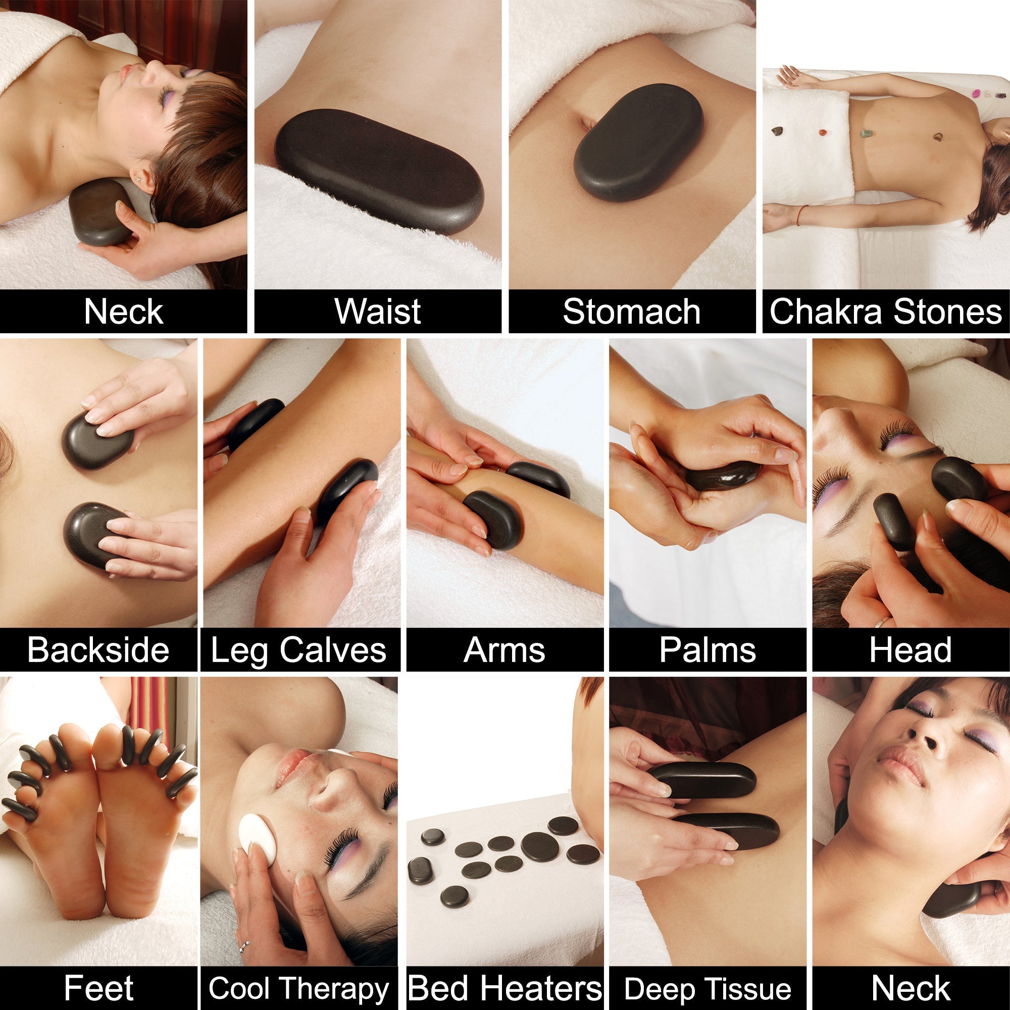 Master Massage 60-Piece Deluxe Hot Stone Set including Basalt Volcano Rocks, Marble Cold Stones, and Chakra Balancing Tools - Ultimate All-in-One Package Kit for a Professional Quality Hot Stone Massage Therapy at Home