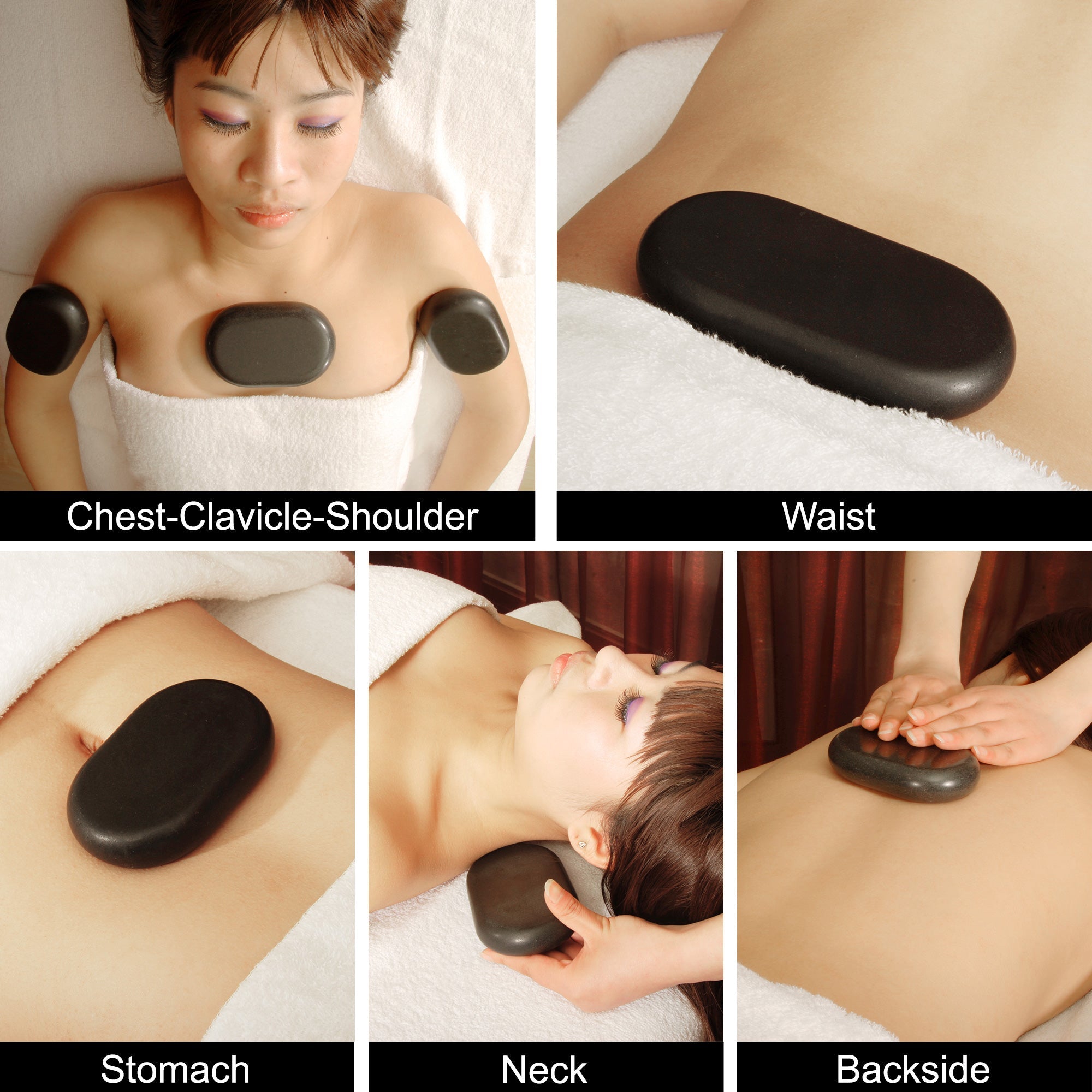 Master Massage XX Extra Large Flat Ovular Basalt Hot Massage Stone 4 piece Pack 6" X 3.4" X 1.1" Rock