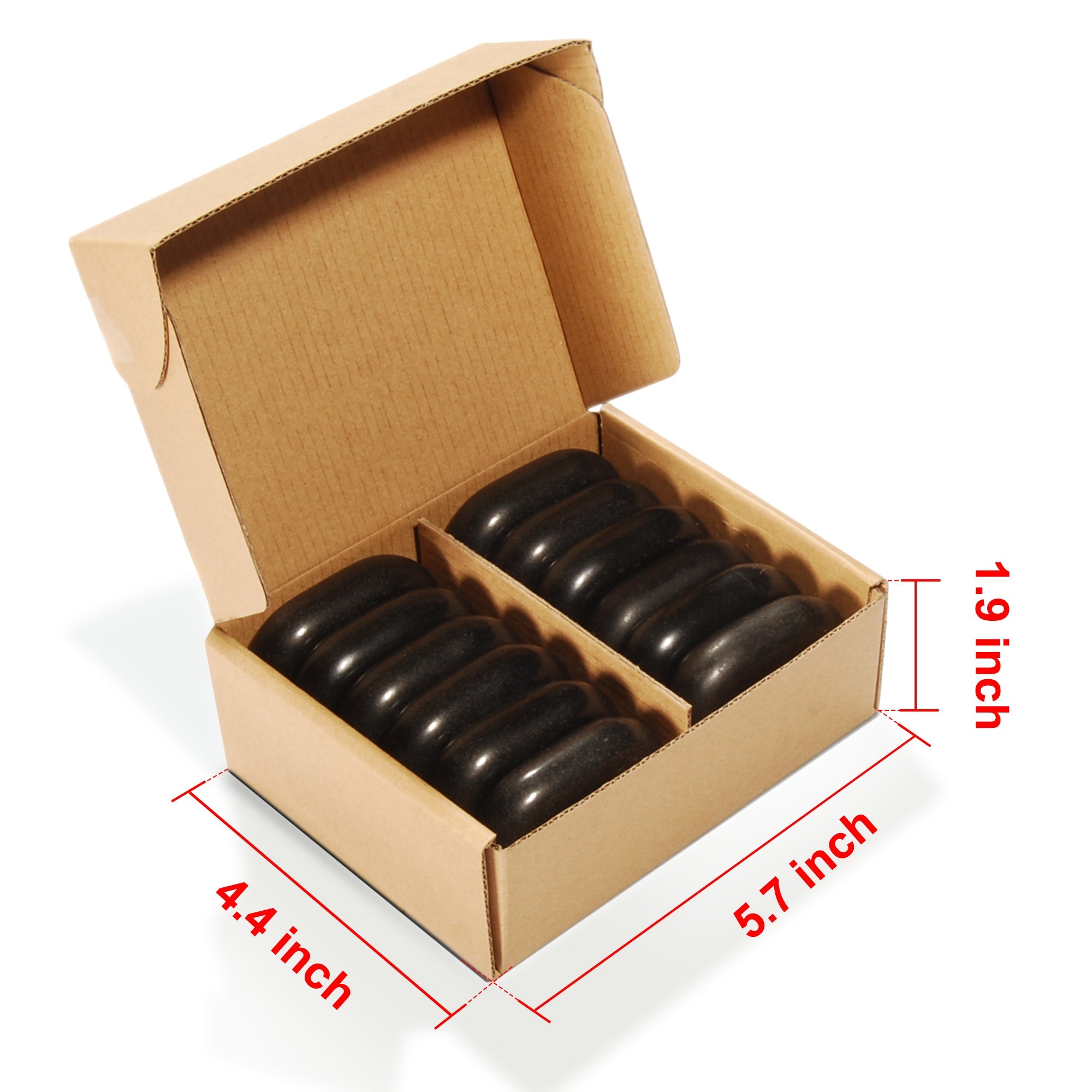 Master Massage Medium Size Flat Ovular Basalt Hot  Stone Massage 12 piece Pack 2.6" x 1.9" x 0.7" Rock