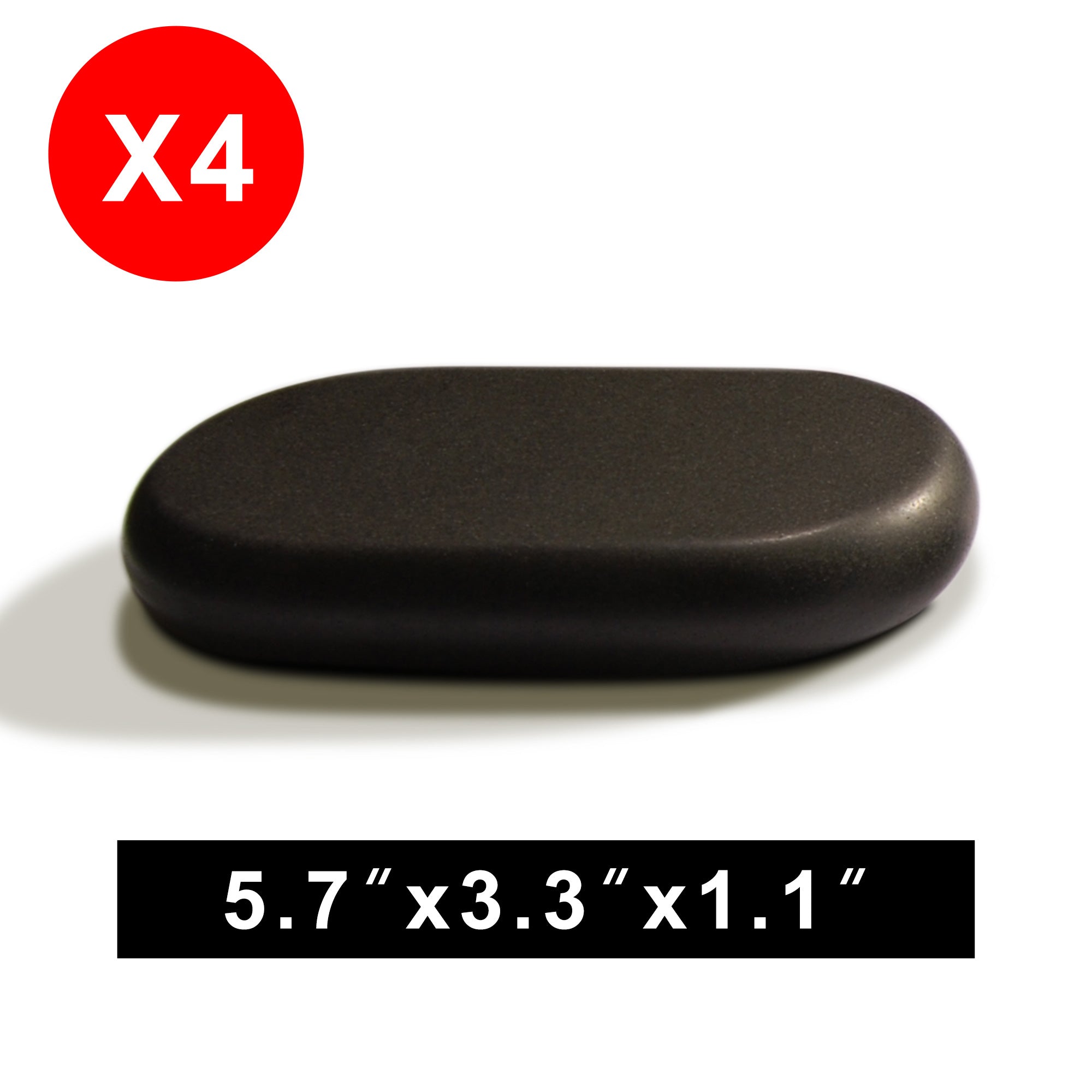 Master Massage XX Extra Large Flat Ovular Basalt Hot Massage Stone 4 piece Pack 6" X 3.4" X 1.1" Rock