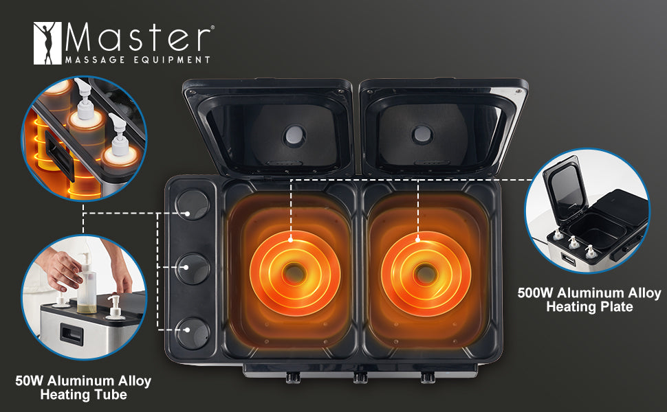 Master Massage Professional Electric Multifunctional Massage Stone Heater, Steam Cooking Heater & 3 Bottle Massage Oil/Lotion/Gel Heater