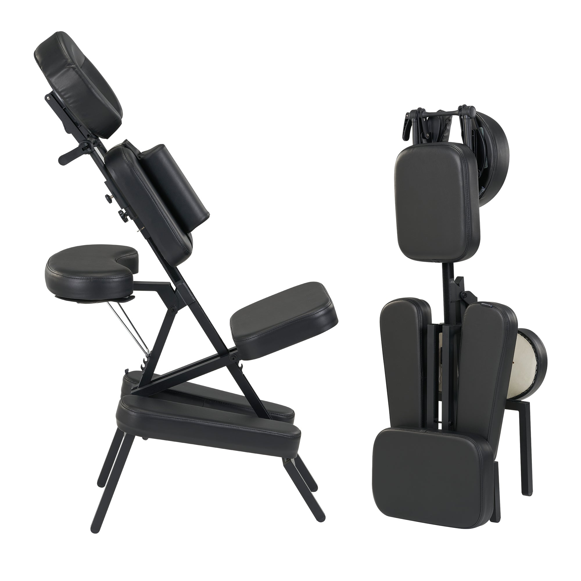 Master Massage Apollo Extra Large Size Portable Massage Chair-Lightweight Aluminum Tattoo Foldable-Sitting Posture Folding Massage Chair-with Larger Cushions and Wheels Bag-in Black