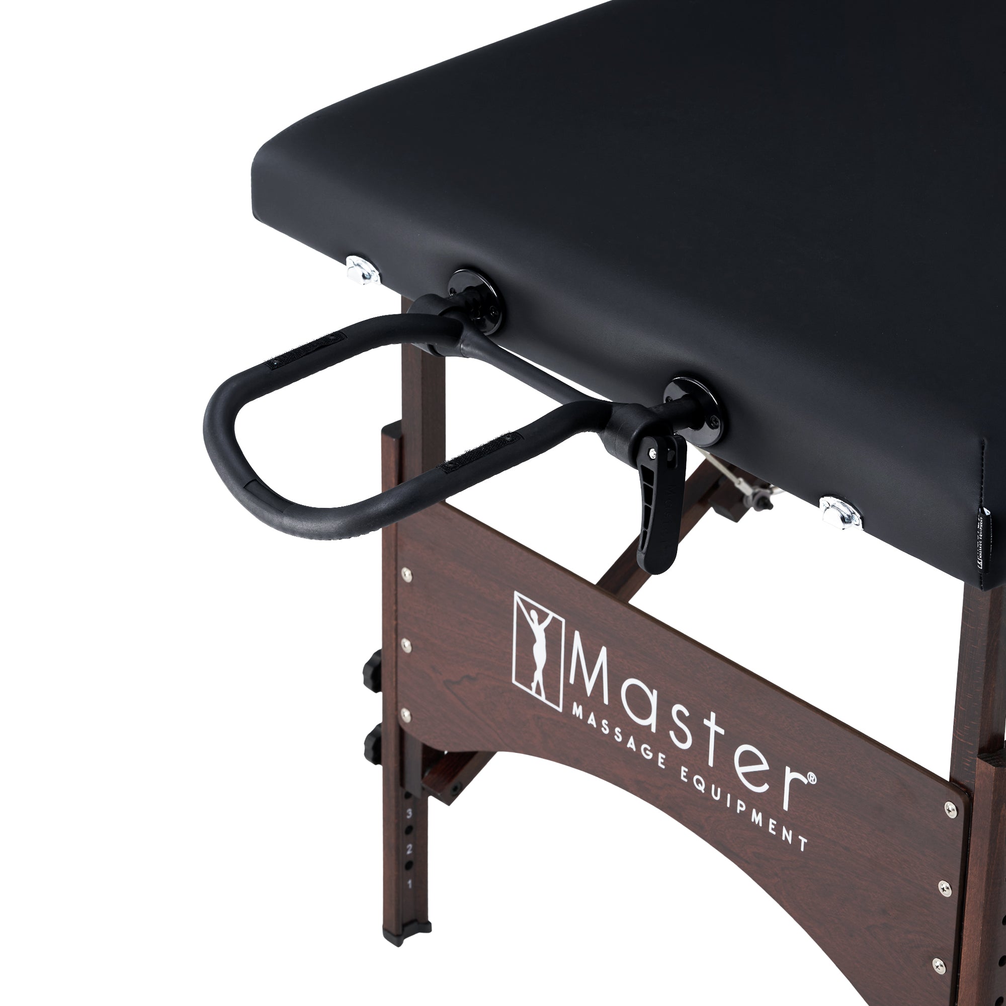Master Massage 28" Argo Portable Massage Table Package in Black Upholstery, Walnut Legs