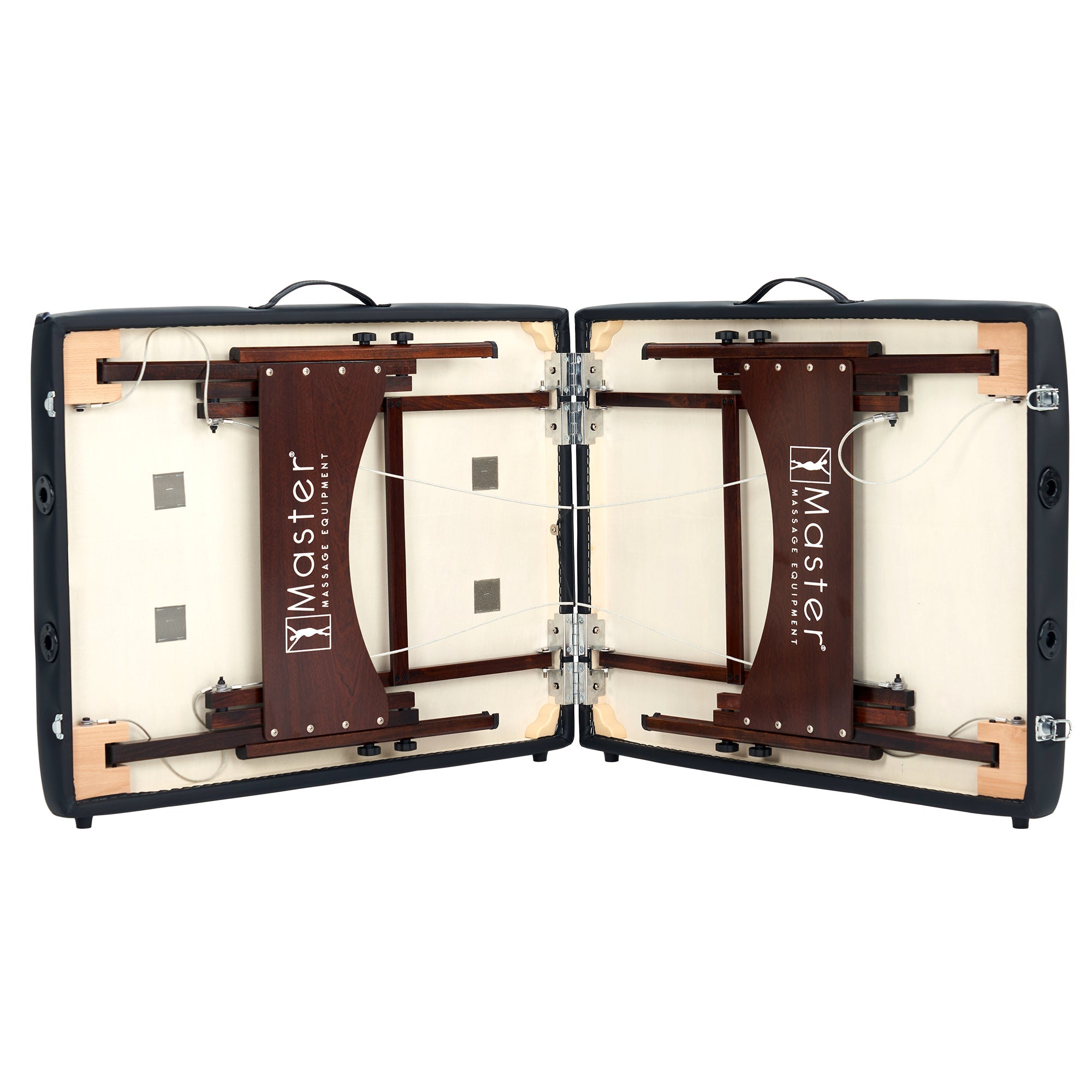 Master Massage 28" Argo Portable Massage Table Package in Black Upholstery, Walnut Legs