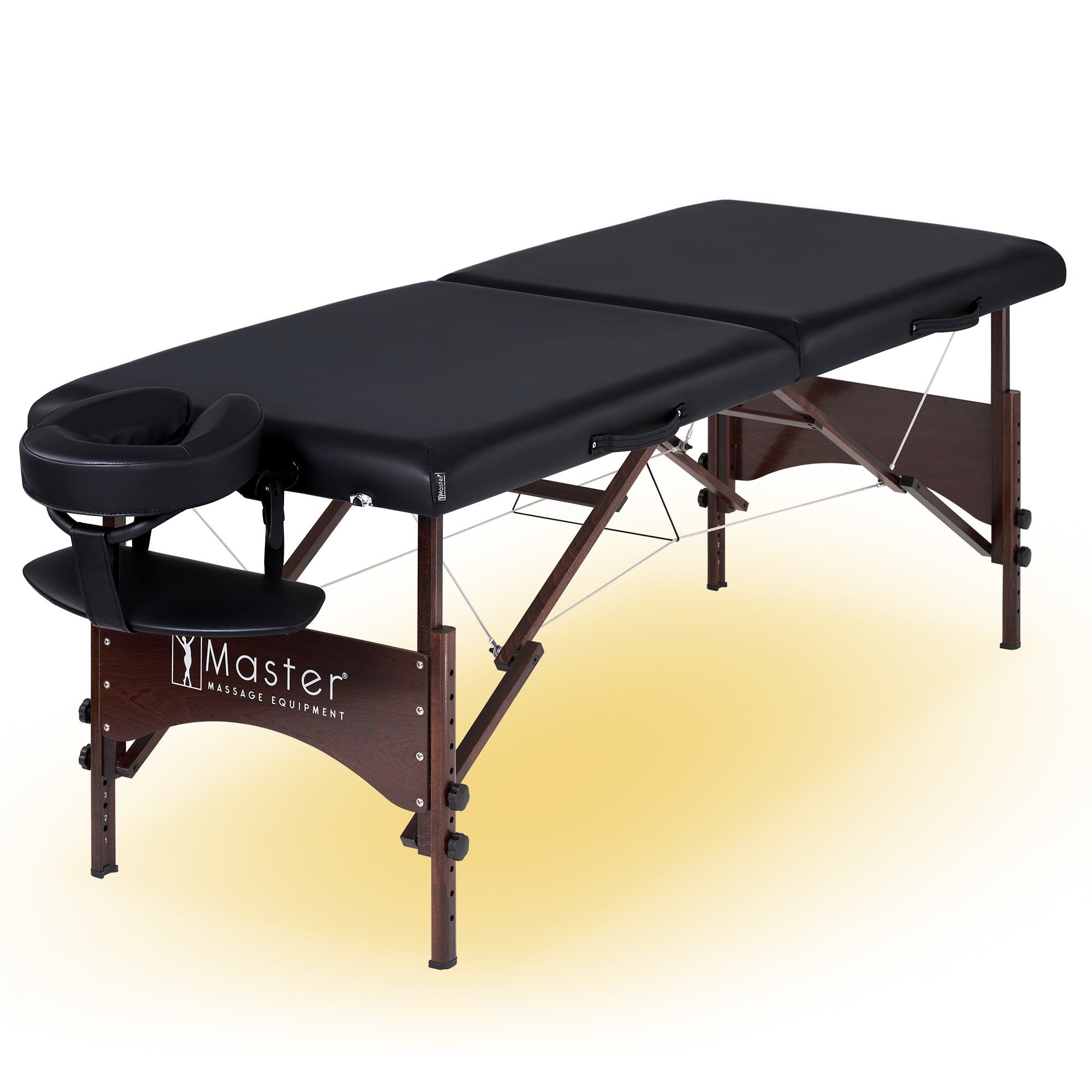 Master Massage 28" Argo Portable Massage Table Package in Black Upholstery, Walnut Legs