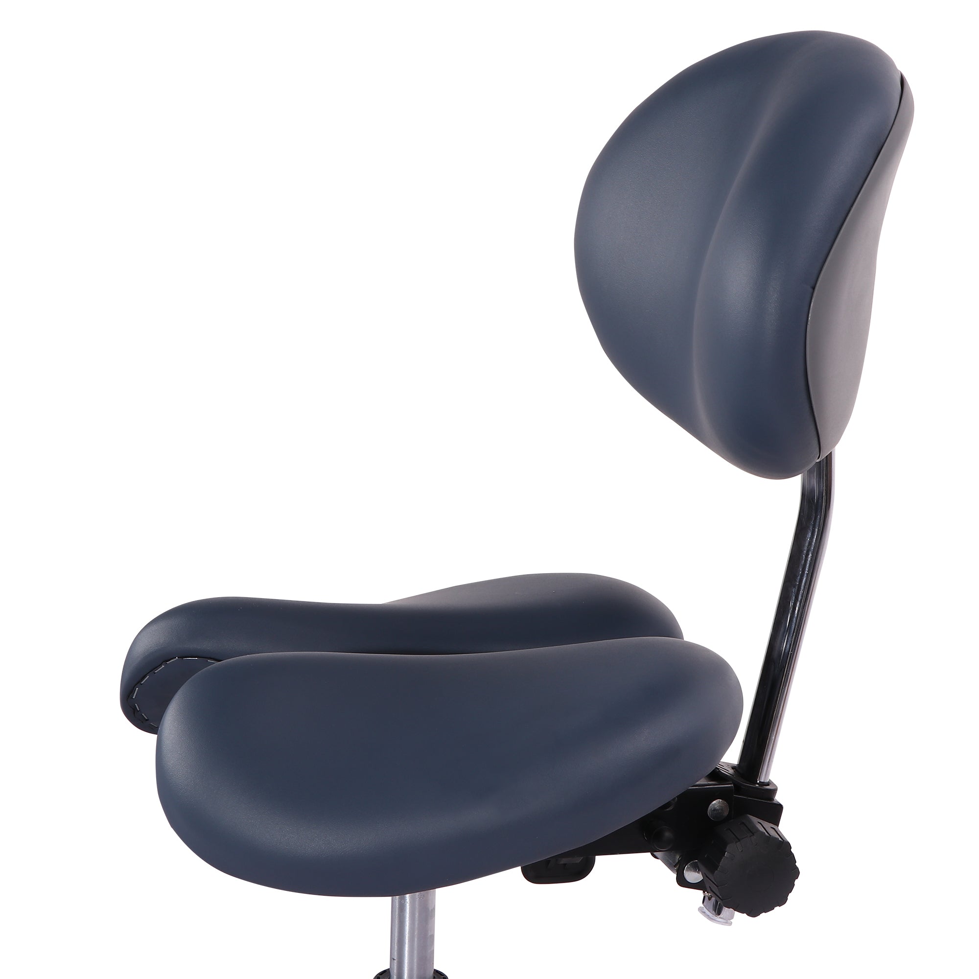 Master Massage Berkeley Ergonomic Saddle Stool -Two Split Part Seat Stool Hydraulic Swivel Rolling Seat & Saddle Posture Correction Chair Seat with Backrest and Adjustable Title Angle and Height Royal Blue (2 Color Options)
