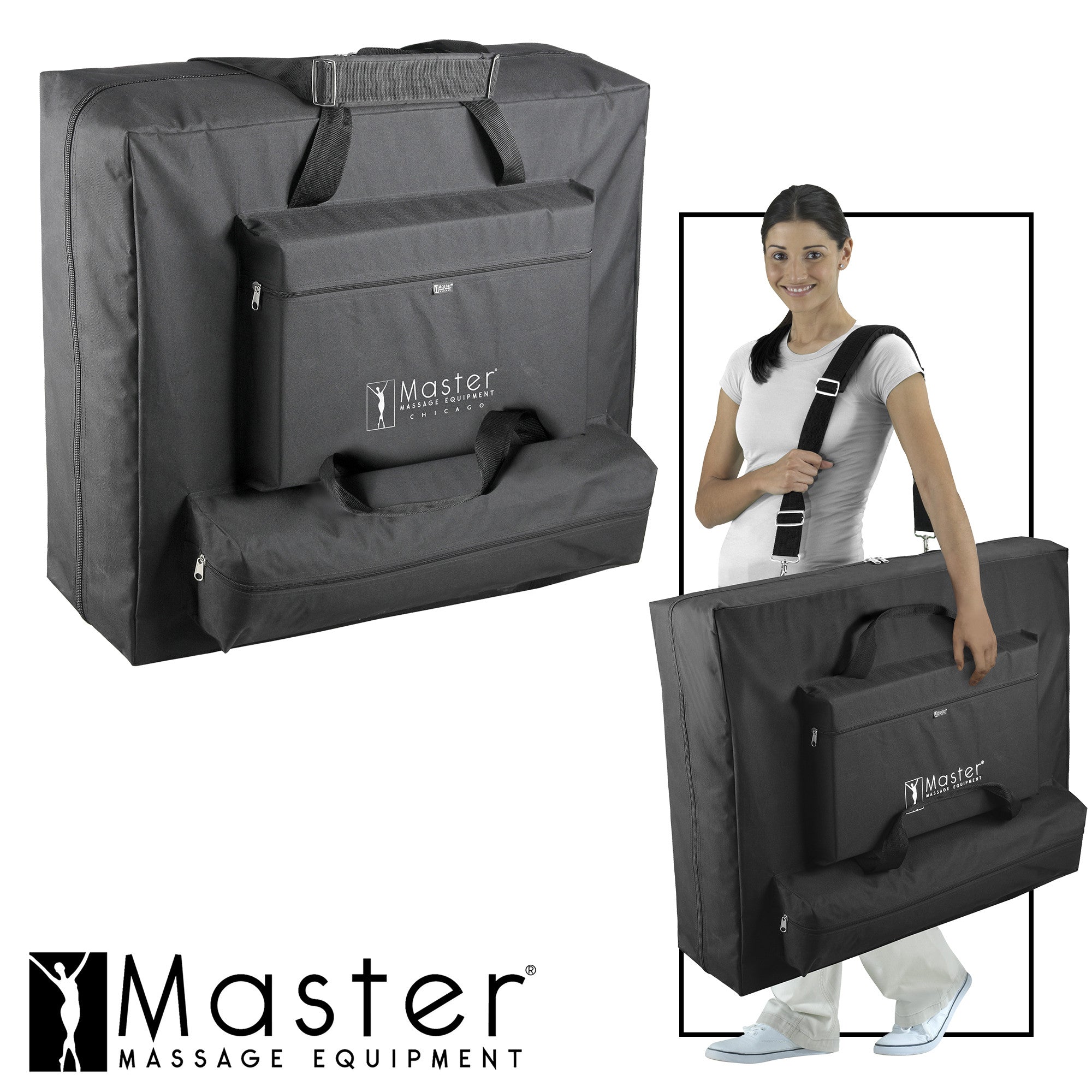 Master Massage 30" DEL RAY™ Portable Massage Table Package (Black Color) with Ambient Light System