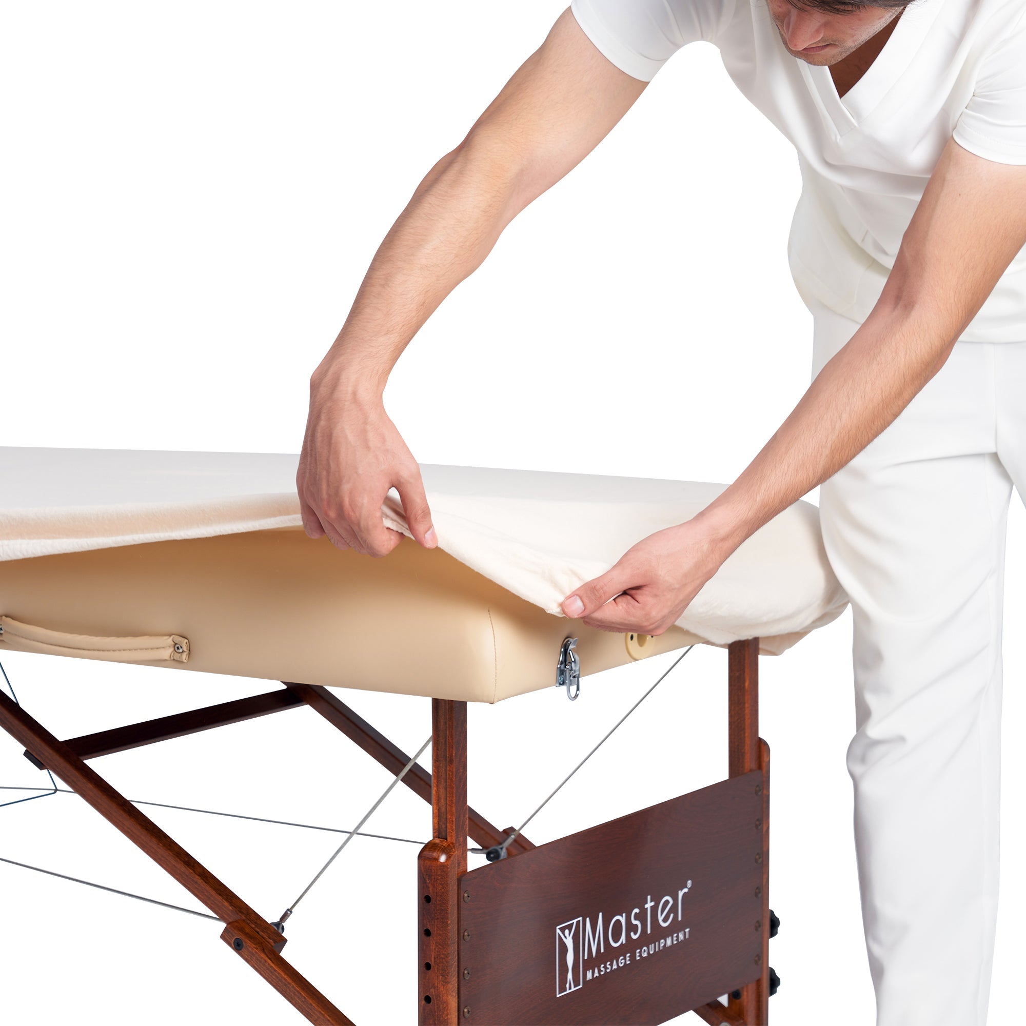 Master Massage Cotton Flannel Sheets Set (3 Piece Set) Massage Table Cover Set, Beauty Salon SPA Bed Replacement Cover, Includes Table Cover, Face Cushion Cover, Table Sheet (Pure White)