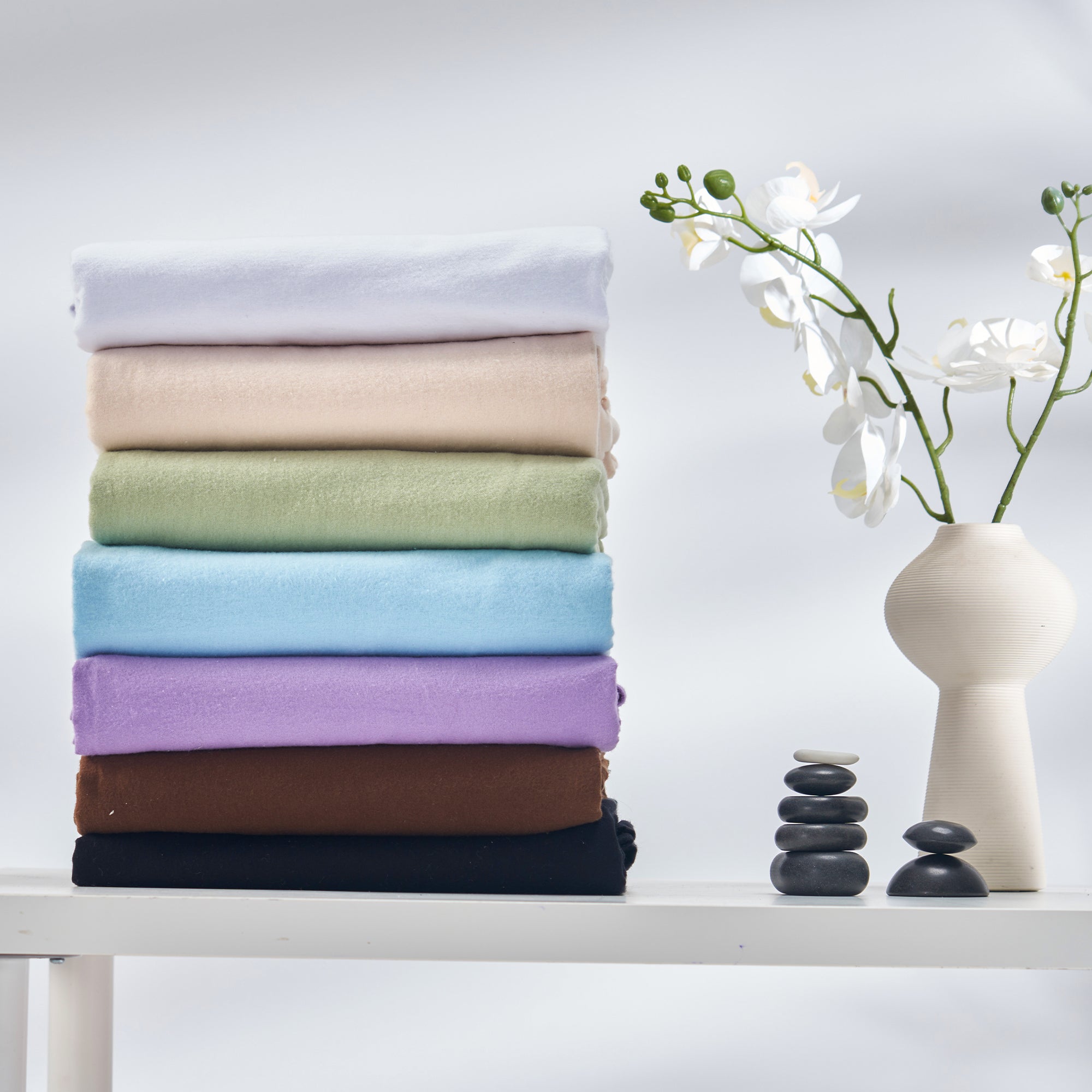 Master Massage Cotton Flannel Sheets Set (3 Piece Set) Massage Table Cover Set, Beauty Salon SPA Bed Replacement Cover, Includes Table Cover, Face Cushion Cover, Table Sheet (Pure White)