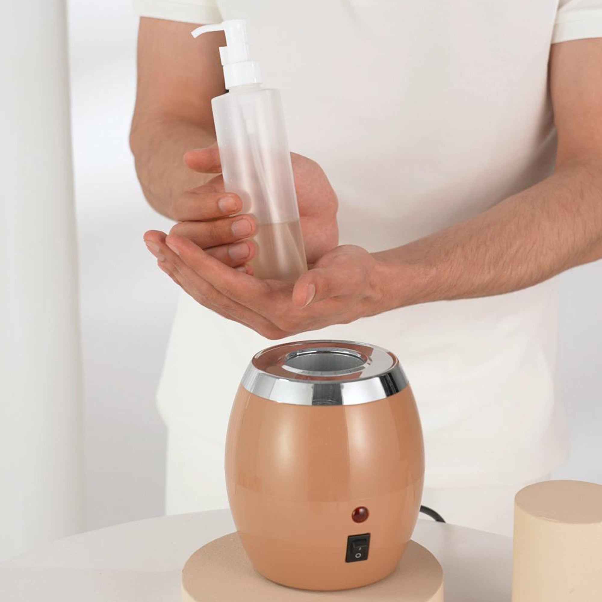 Master Massage Golden Touch Single Bottle Massage Oil Warmer-Professional Massage Lotion Heater with Empty Bottle- Original Design Massage Cream Heating Device-One Dispenser Bottle Heating Furnace