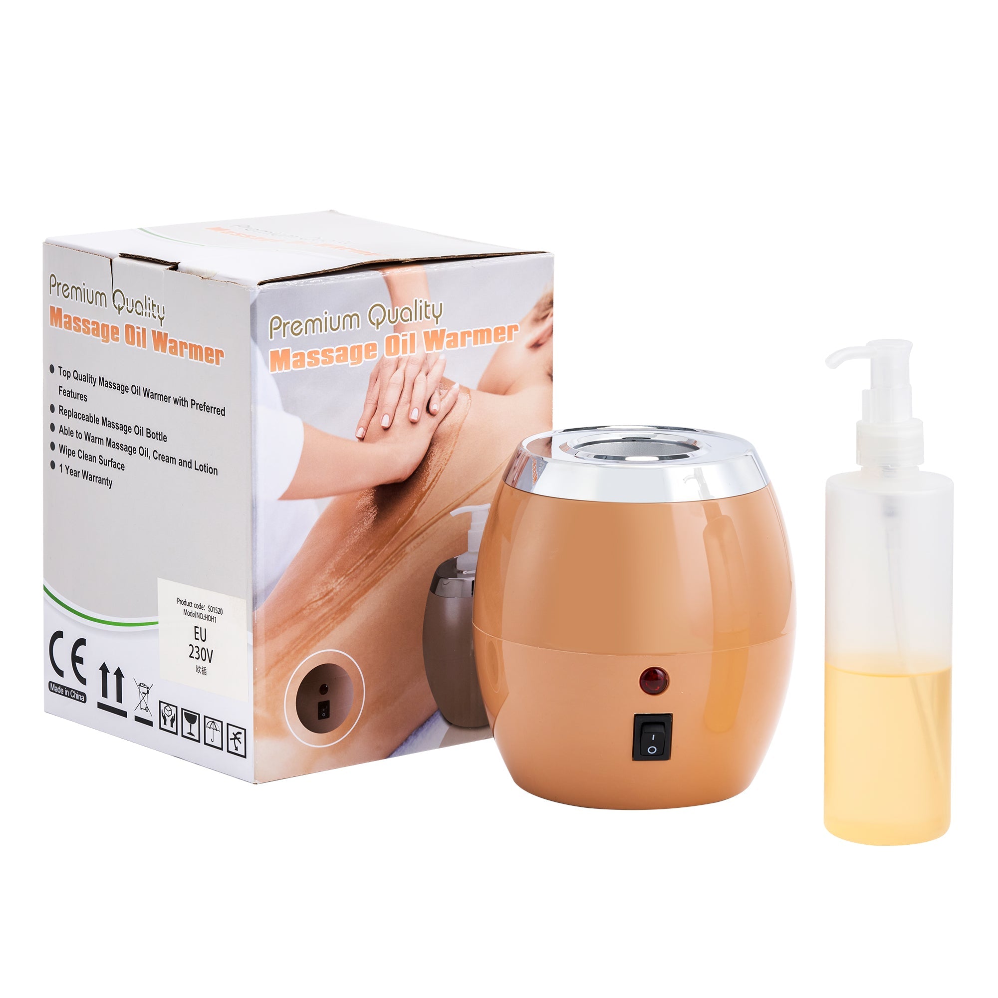 Master Massage Golden Touch Single Bottle Massage Oil Warmer-Professional Massage Lotion Heater with Empty Bottle- Original Design Massage Cream Heating Device-One Dispenser Bottle Heating Furnace