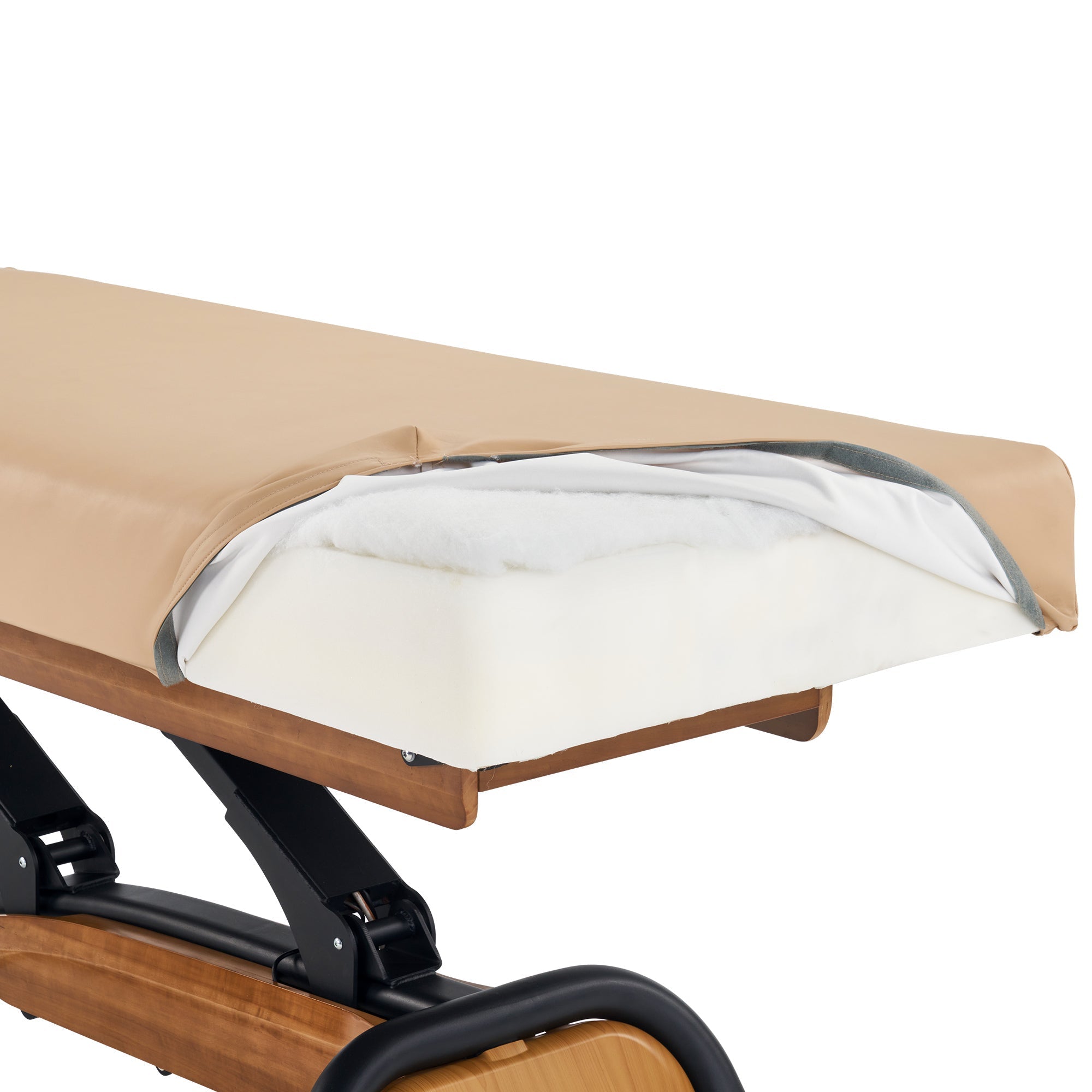 Master Massage Atlas Deluxe Electric Lift Spa Salon Stationary Bed - Cream Top with Walnut Base