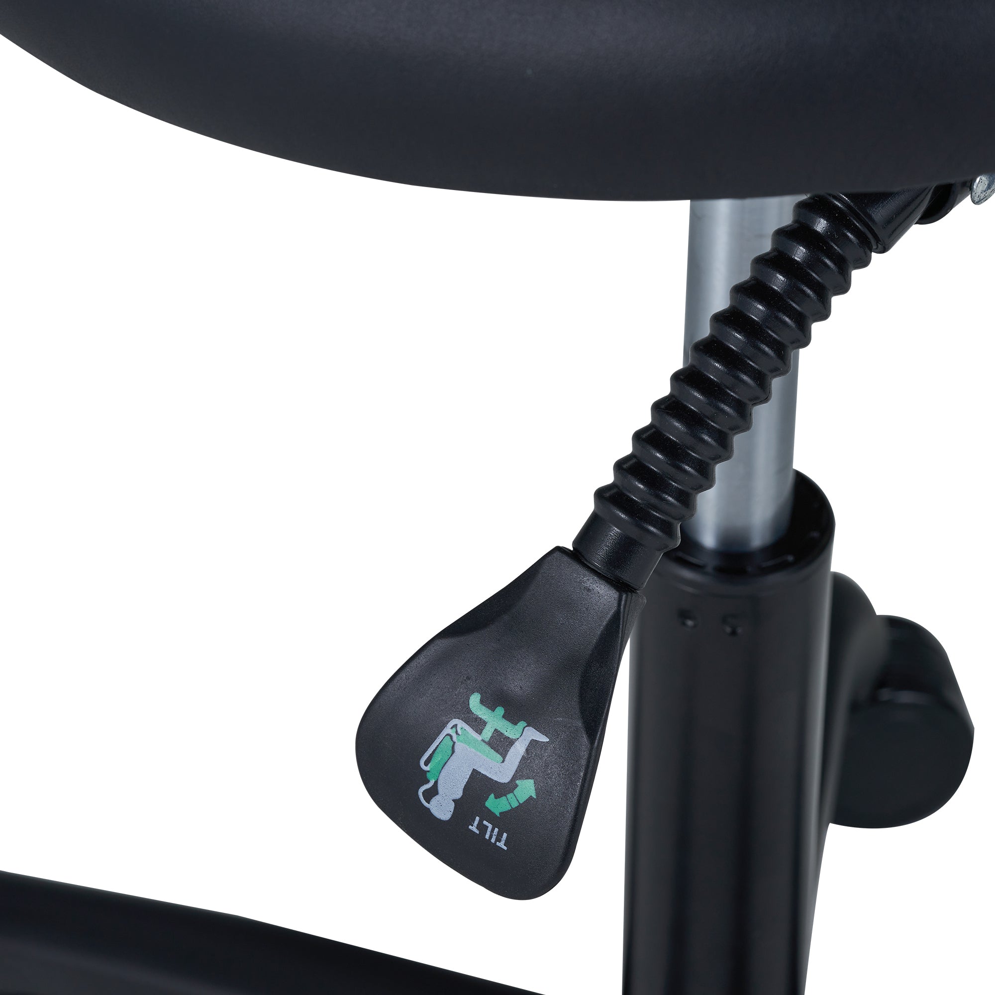 Master Massage Berkeley Ergonomic Posture Saddle Chair-Two-Part Saddle Stool- Hydraulic Swivel Rolling Seat Stool with Adjustable Title Angle and Height- Aluminum Base with Rubber Wheel Casters-Black (2 Color Options)