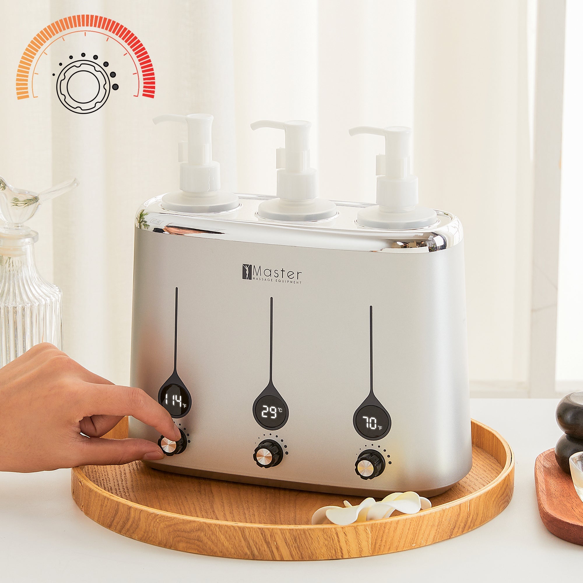 Master Three Bottle Massage Oil Warmer Lotion Warmer Dispenser Heated for Body Cream Heating Device for Massage Therapy & Personal Use- Quick Oil & Lotion Warmer Heats up