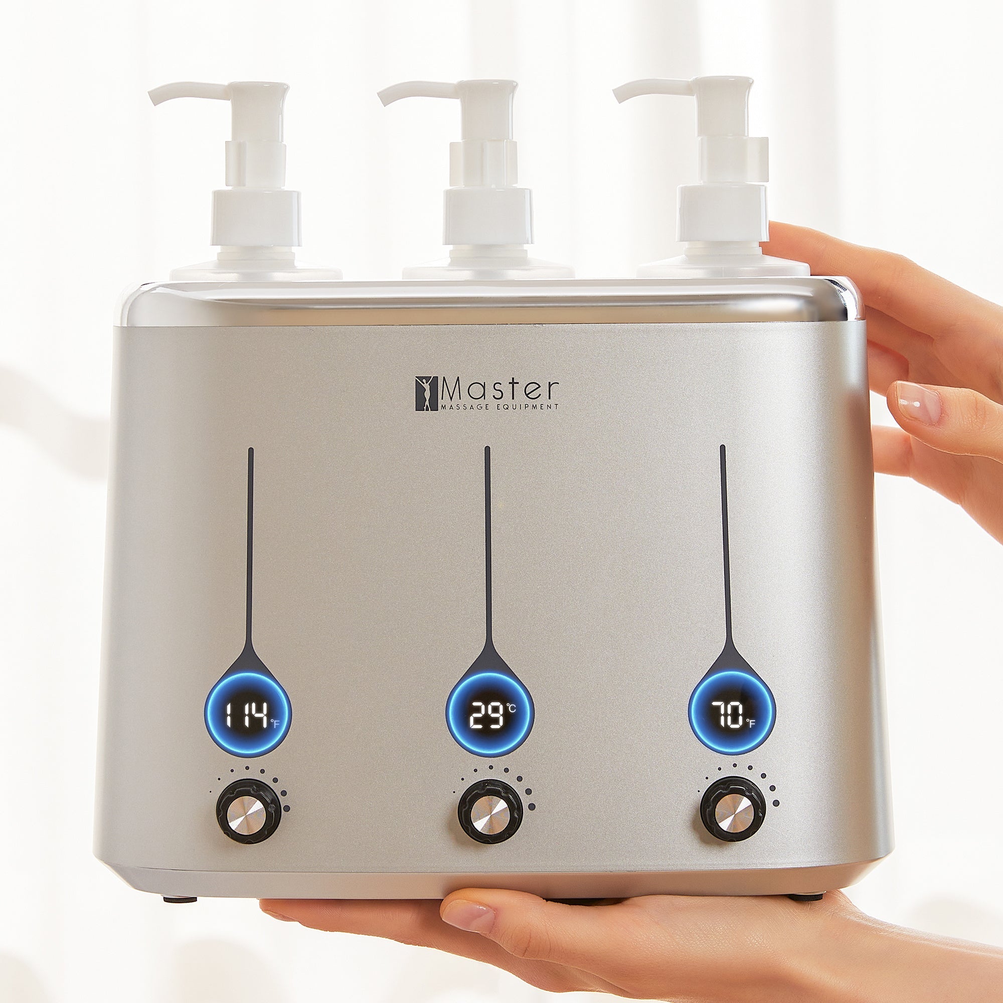 Master Three Bottle Massage Oil Warmer Lotion Warmer Dispenser Heated for Body Cream Heating Device for Massage Therapy & Personal Use- Quick Oil & Lotion Warmer Heats up