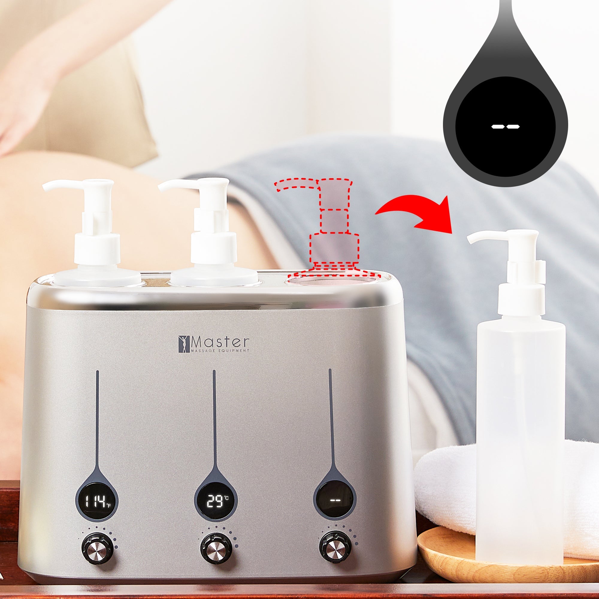 Master Three Bottle Massage Oil Warmer Lotion Warmer Dispenser Heated for Body Cream Heating Device for Massage Therapy & Personal Use- Quick Oil & Lotion Warmer Heats up