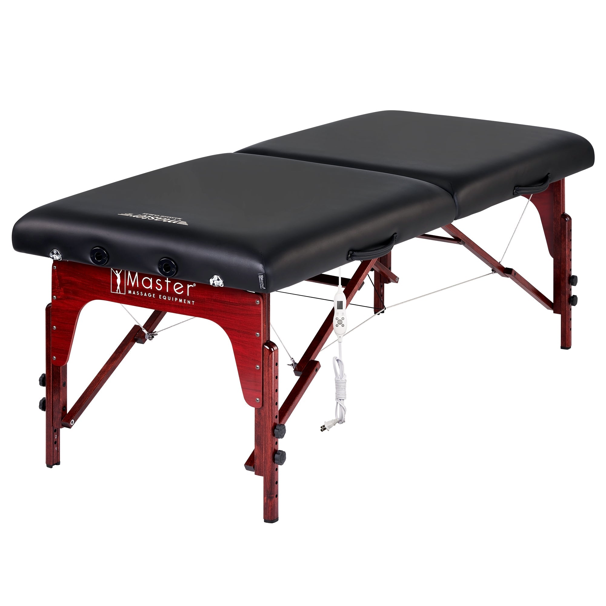 Master Massage 31" MONTCLAIR™ Portable Massage Table Package with Therma-Top® - Adjustable Heating System, Shiatsu Cables, & Reiki Panels! (Black)