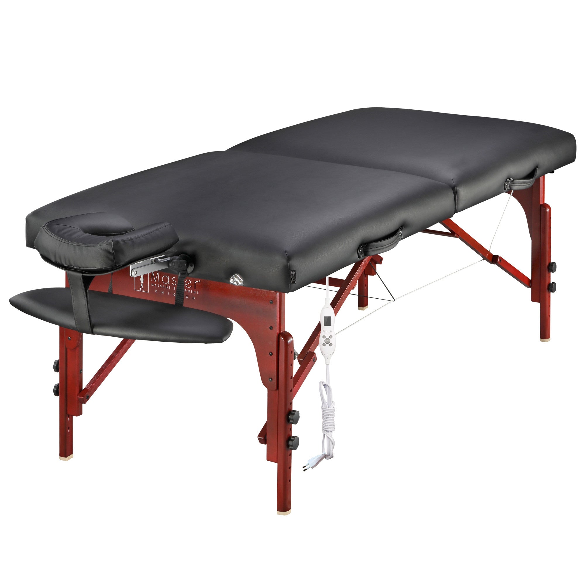 Master Massage 31" MONTCLAIR™ Portable Massage Table Package with Therma-Top® - Adjustable Heating System, Shiatsu Cables, & Reiki Panels! (Black)