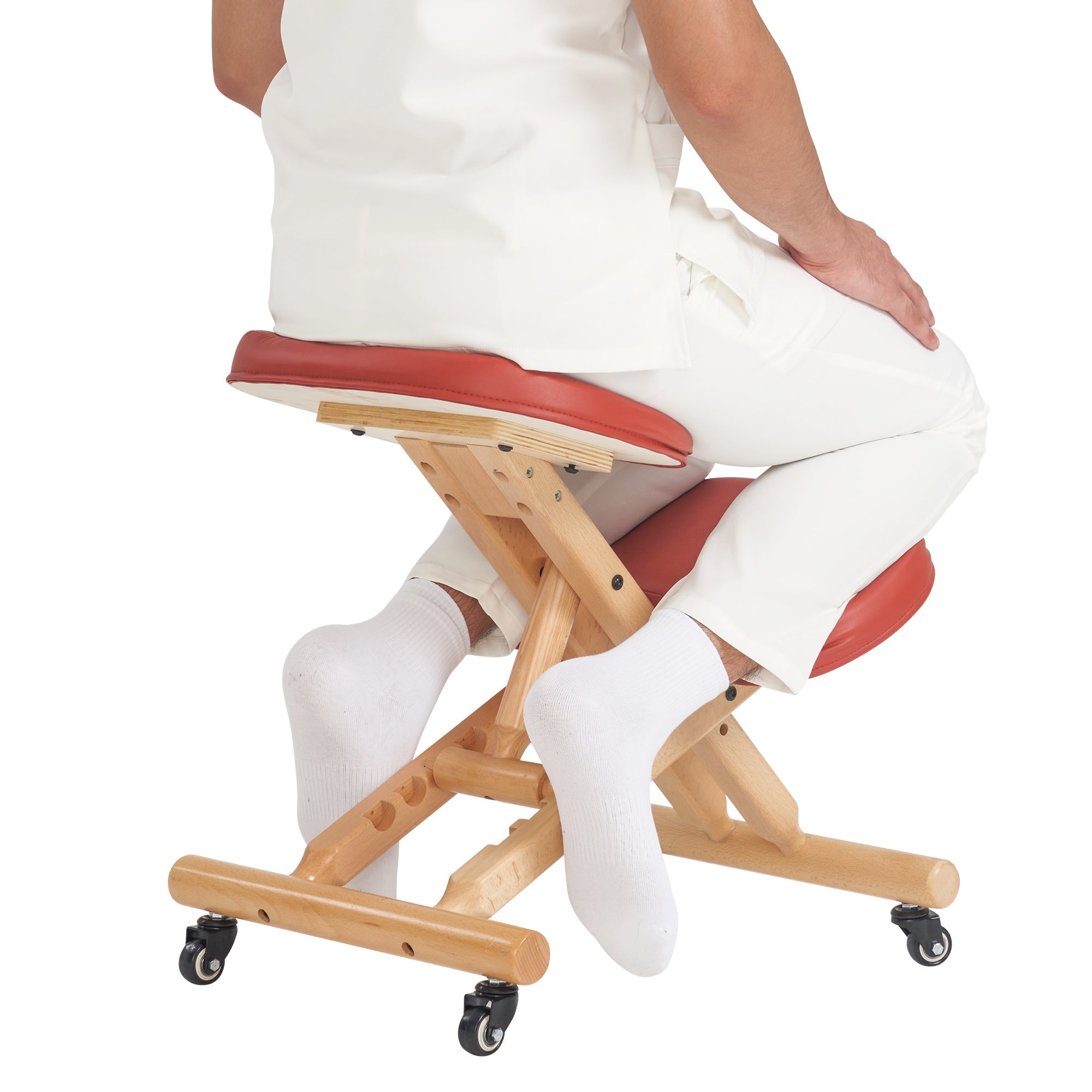 Master Massage Ergonomic Wooden Foldable Kneeling Chair for Office –Wood Folding Posture Chair for Home-Posture Correction Stool-Improve Your Posture